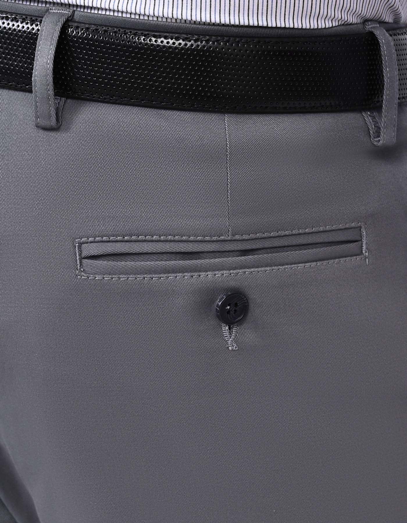 Grey Classic Fit Cotton Trouser - Image 4