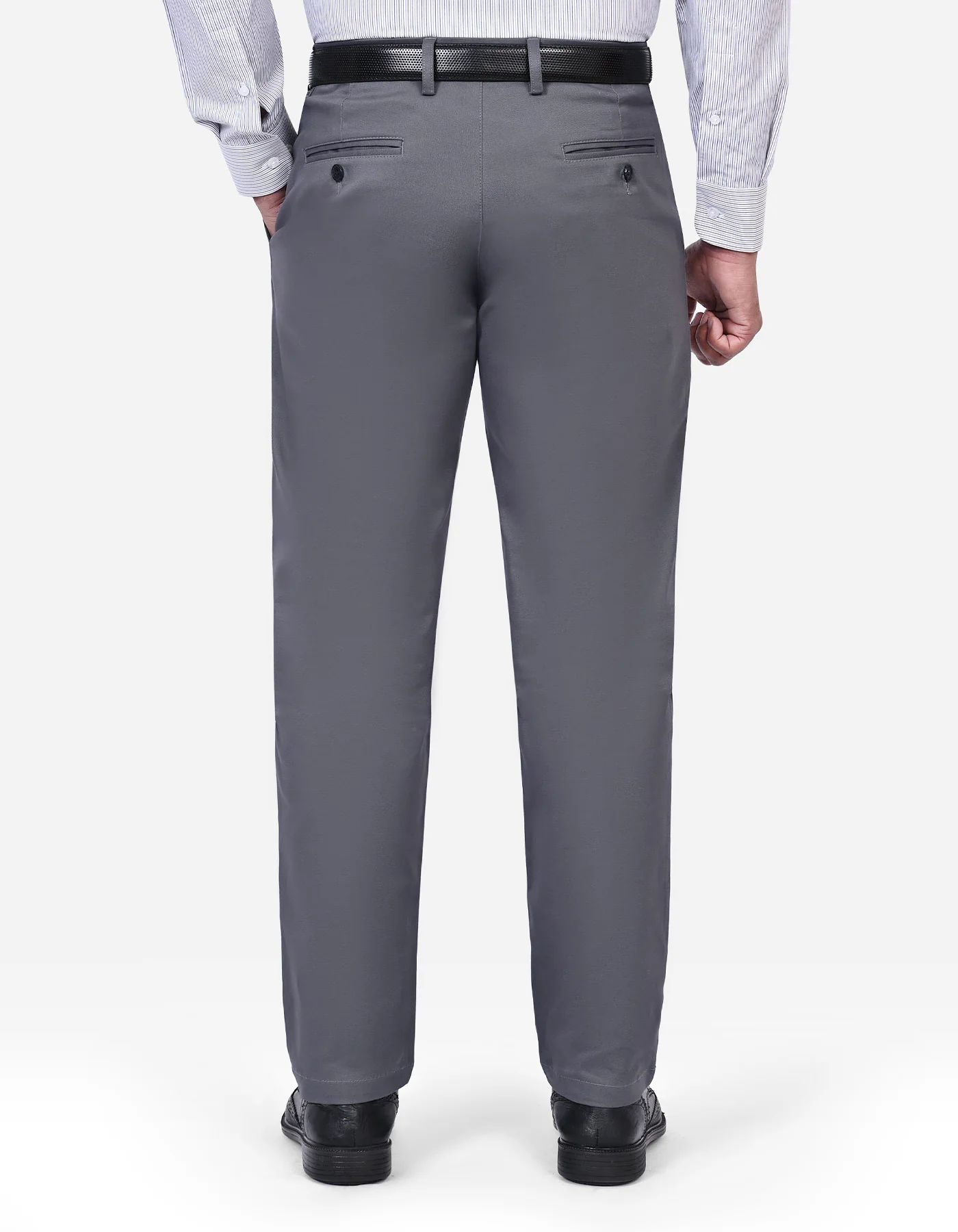 Grey Classic Fit Cotton Trouser - Image 5