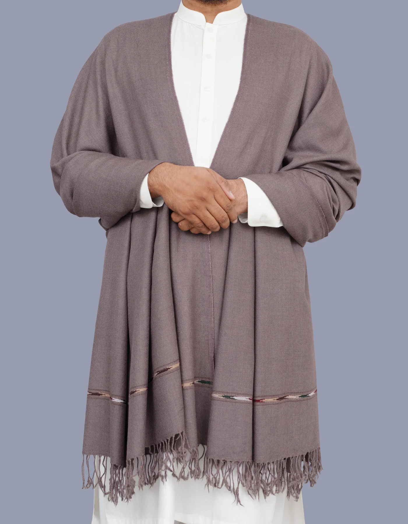 Grey Plain 100% Wool Men Shawl