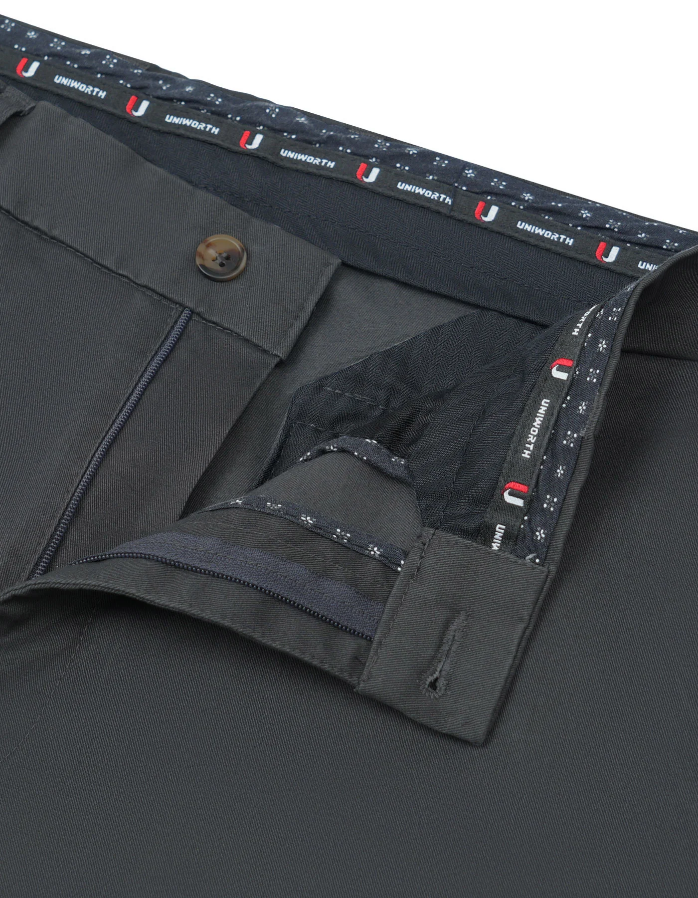 Grey Plain Classic Fit Cotton Trouser - Image 2