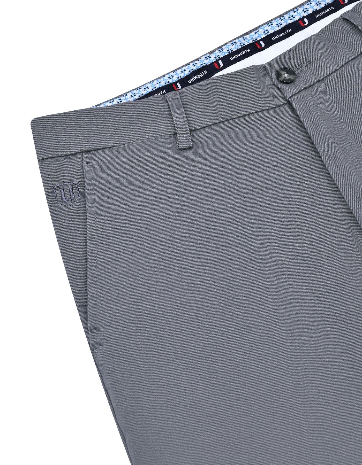 Grey Plain Classic Fit Cotton Trouser - Image 3