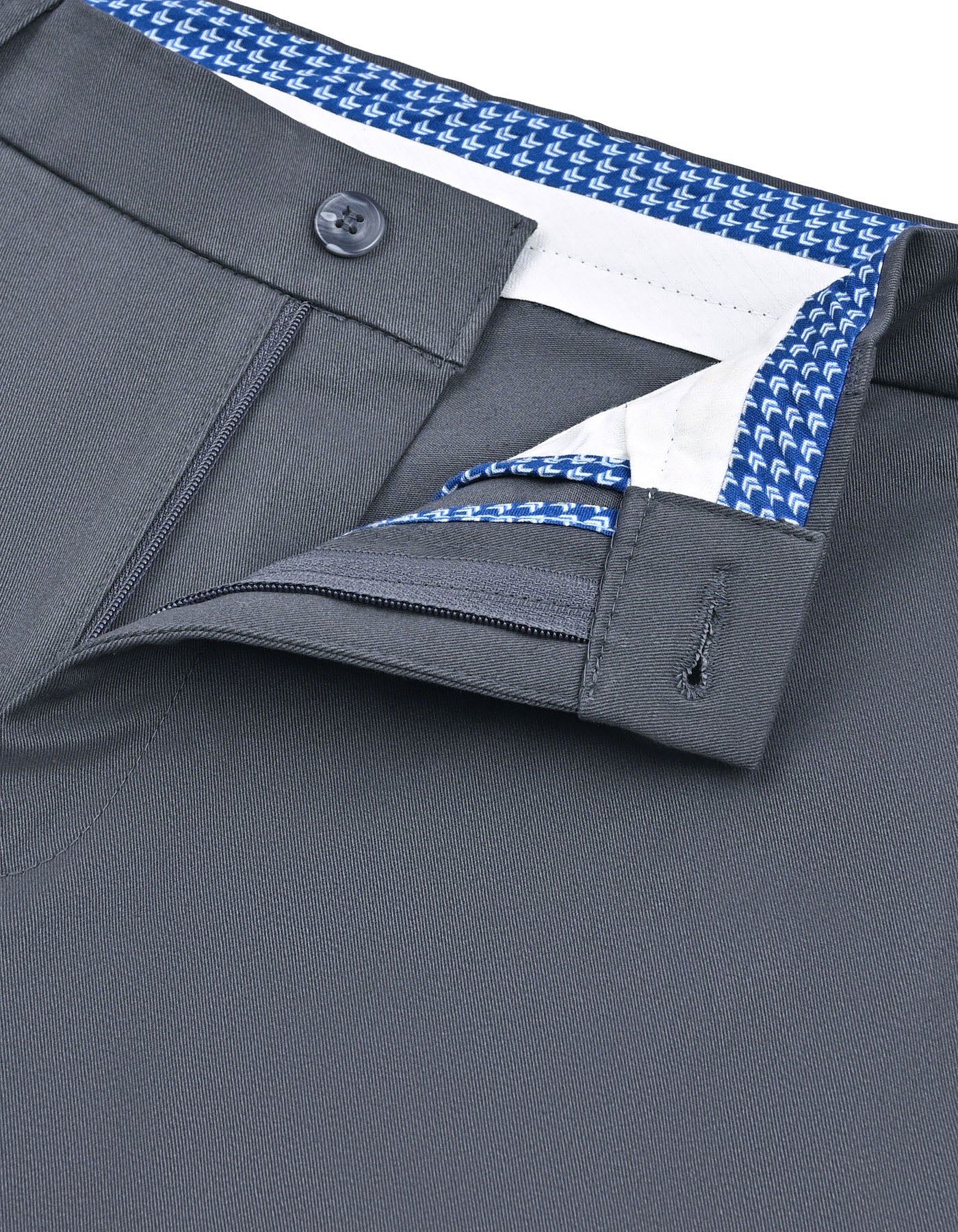 Grey Plain Classic Fit Cotton Trouser - Image 2