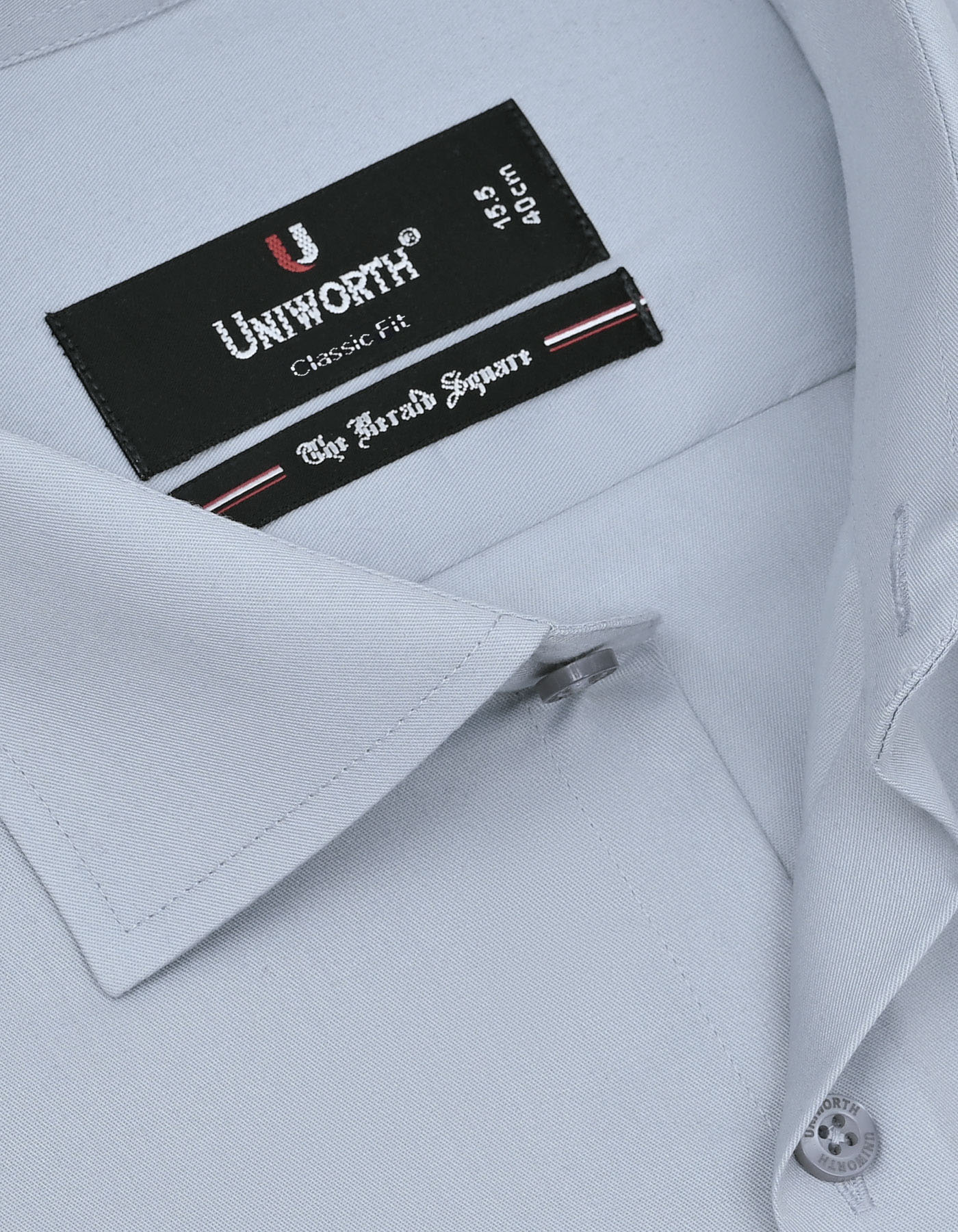 Grey Plain Classic Fit Shirt - Image 2