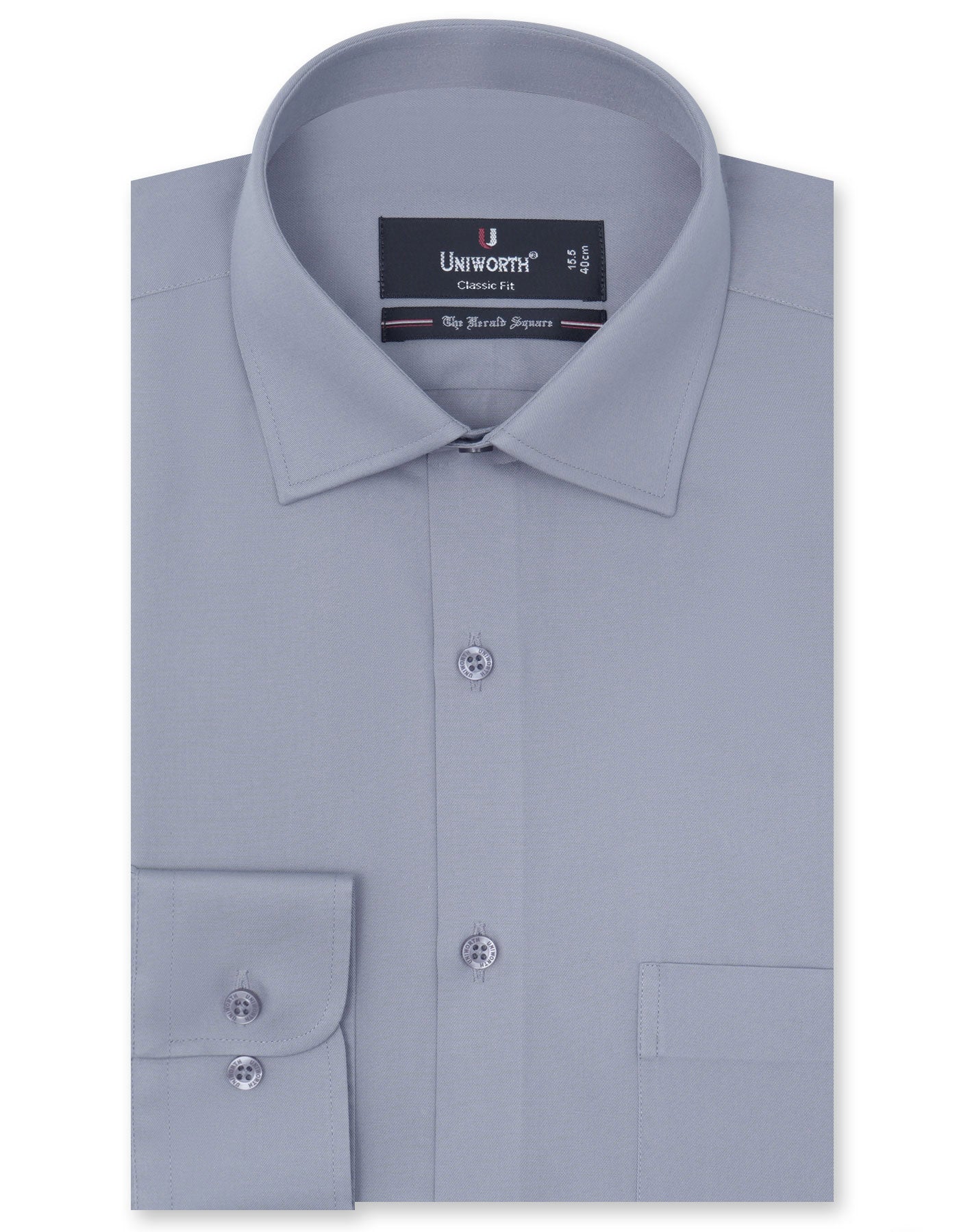 Grey Plain Classic Fit Shirt