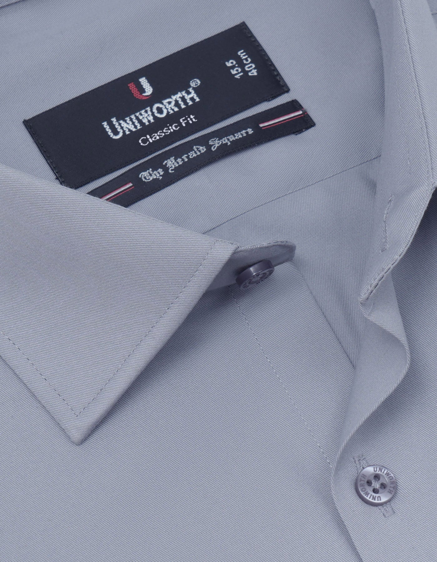 Grey Plain Classic Fit Shirt - Image 2