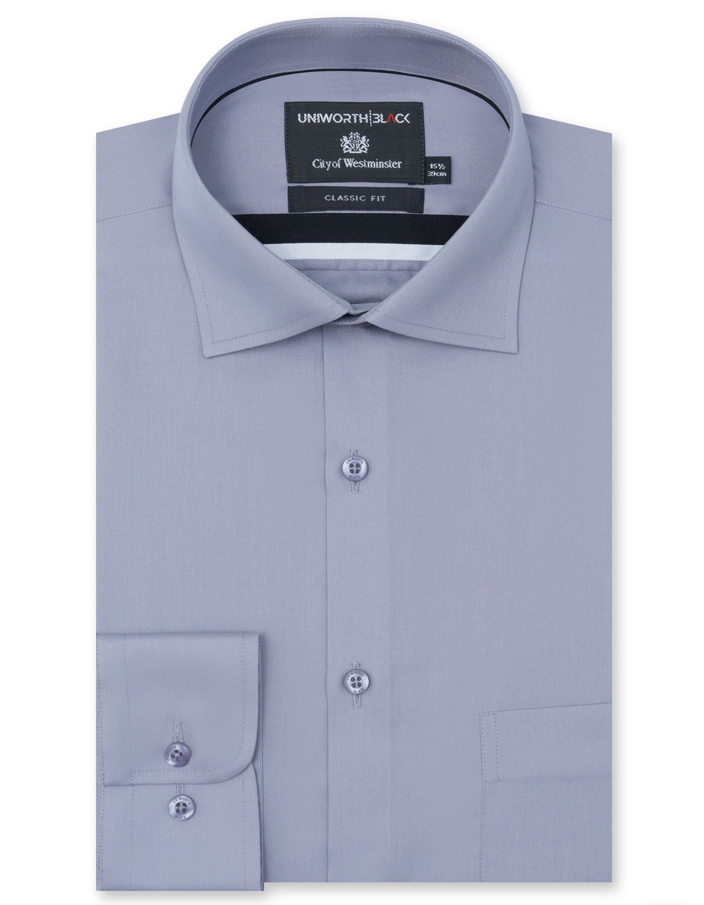 Grey Plain Classic Fit Shirt