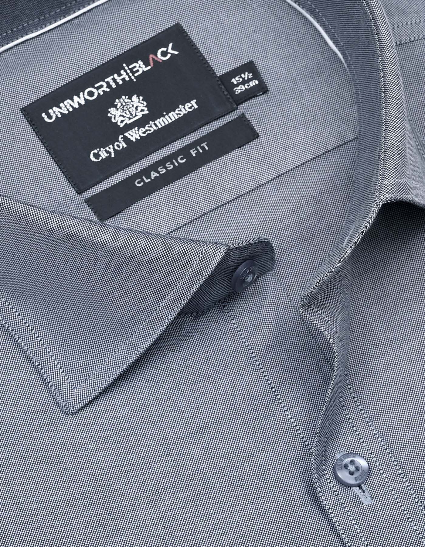 Grey Plain Classic Fit Shirt - Image 2