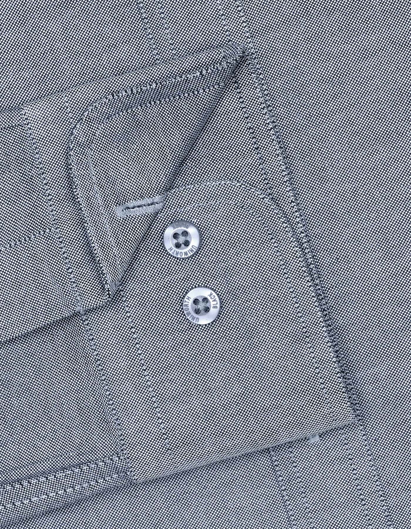 Grey Plain Classic Fit Shirt - Image 3