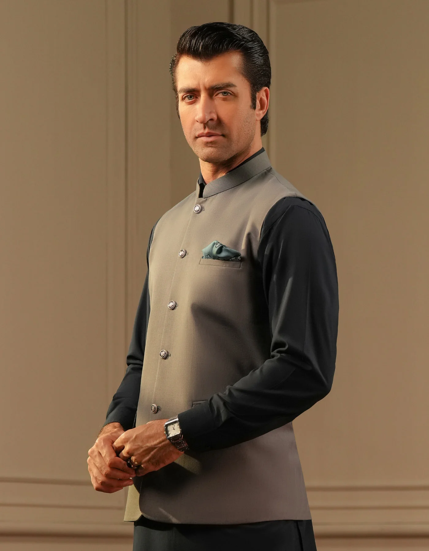 Grey Plain Classic Fit Waistcoat
