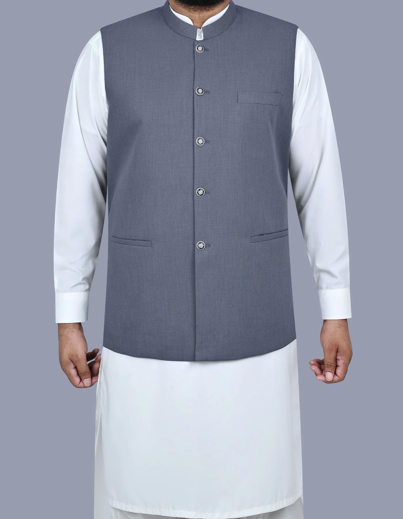 Grey Plain Classic Fit Waistcoat