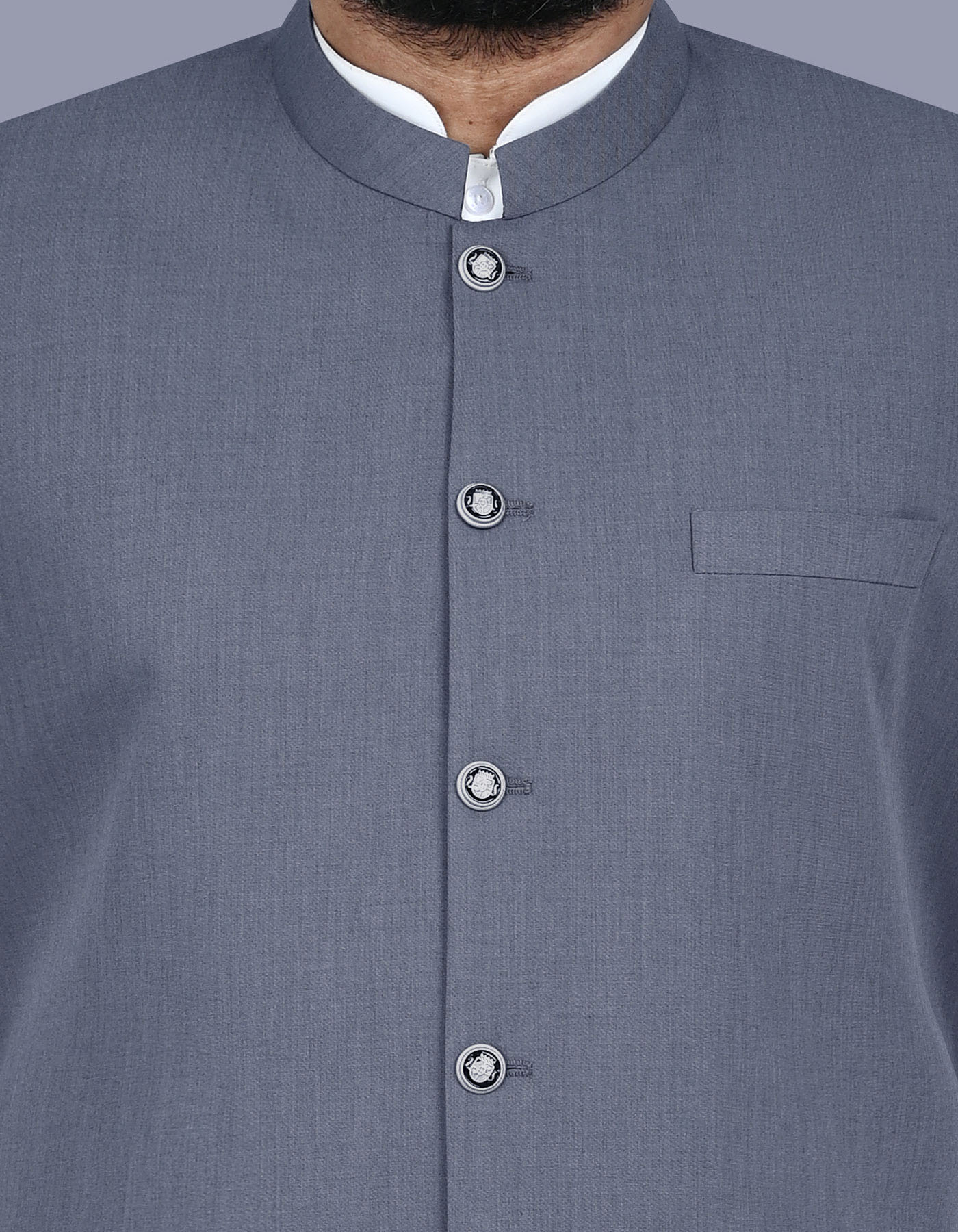 Grey Plain Classic Fit Waistcoat - Image 2