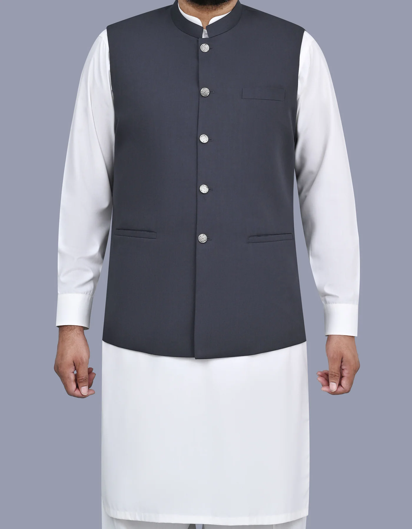 Grey Plain Classic Fit Waistcoat