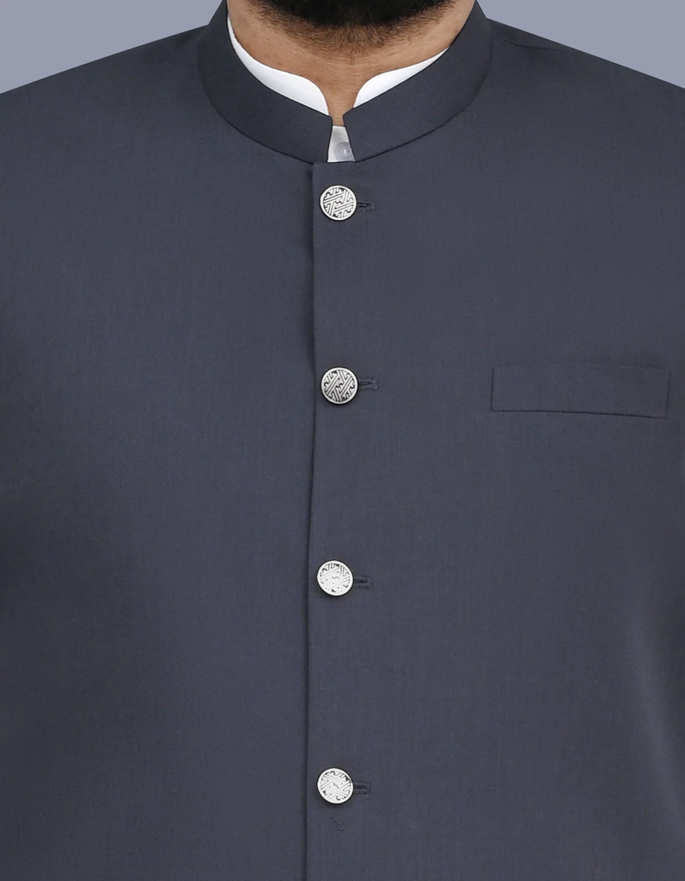 Grey Plain Classic Fit Waistcoat - Image 2