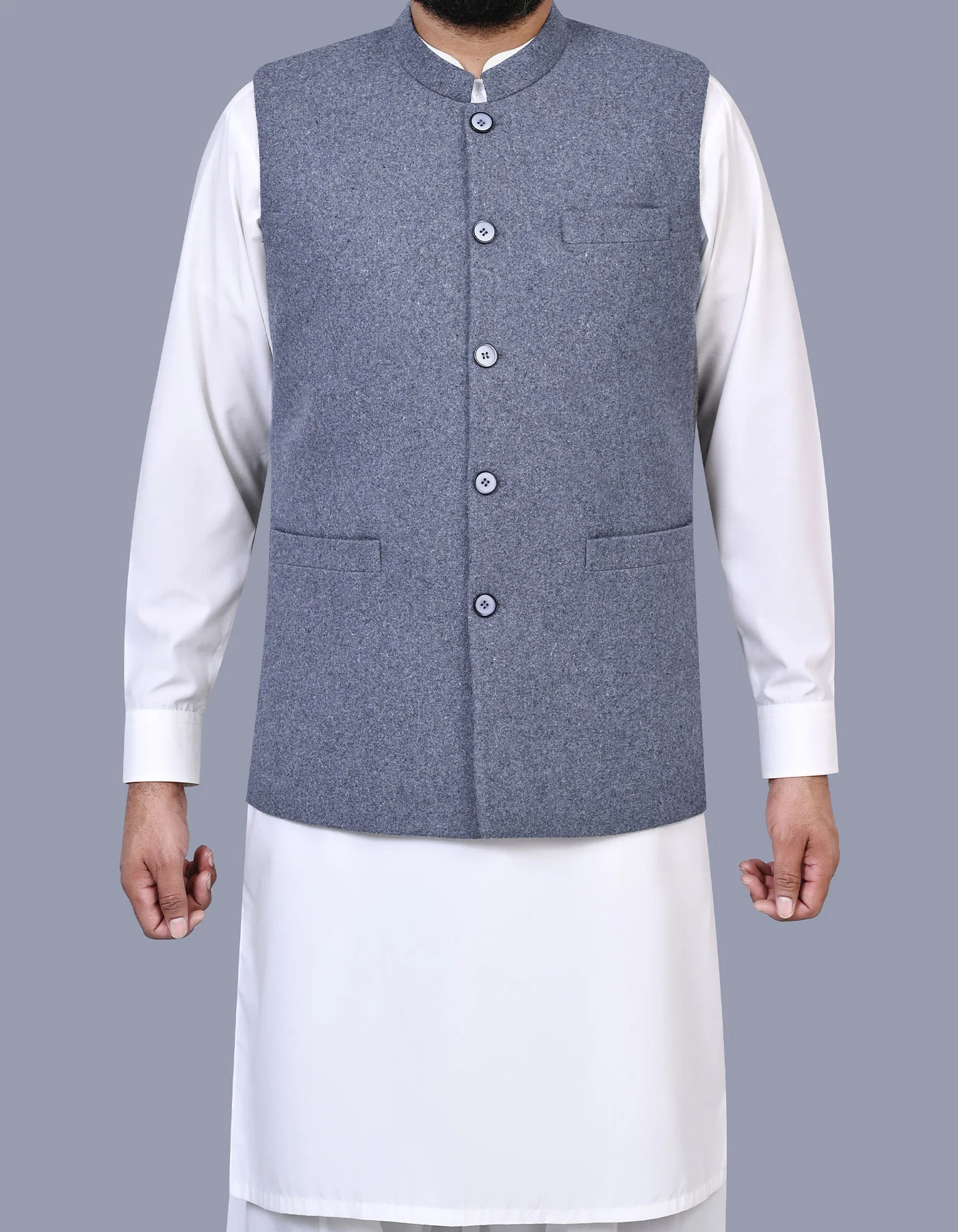 Grey Plain Classic Fit Waistcoat