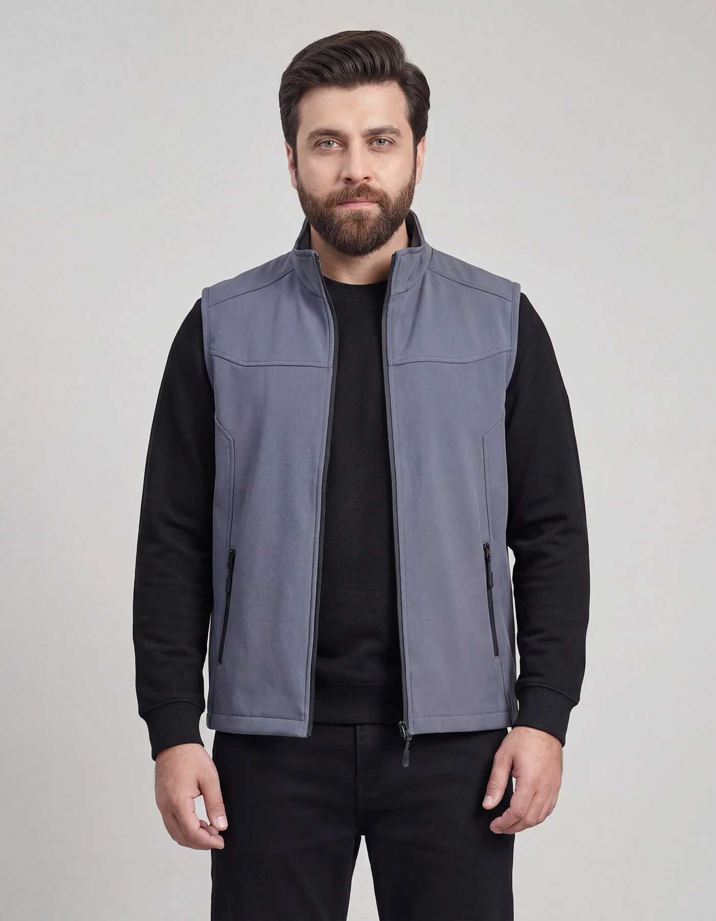 Grey Plain Gilet Jacket