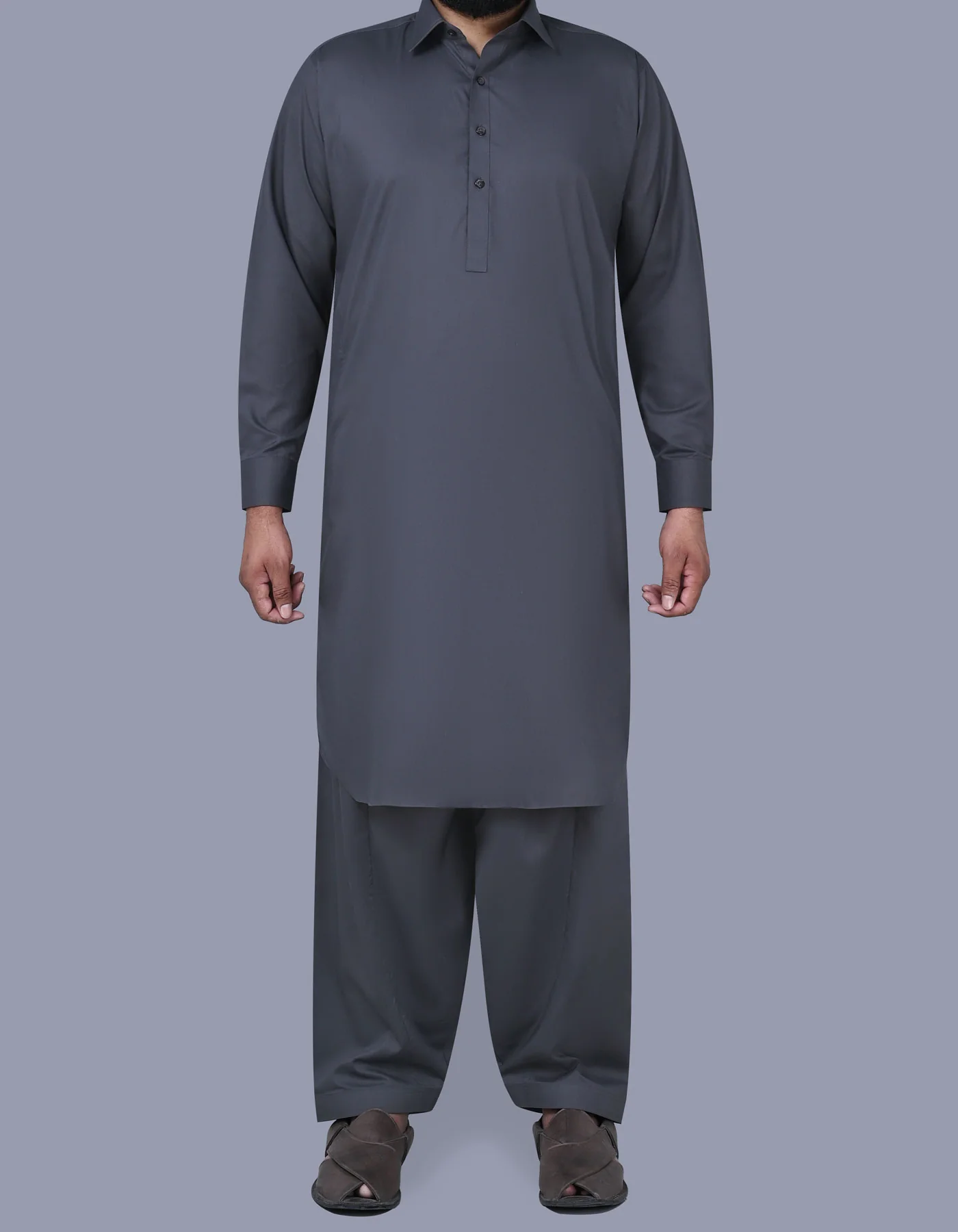Grey Plain Kameez Shalwar