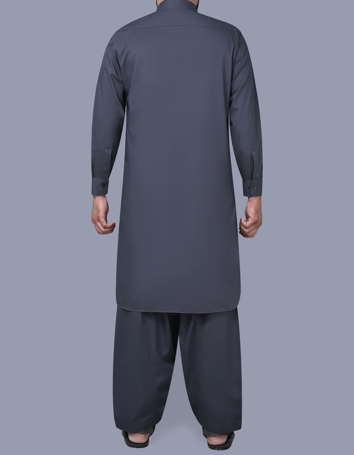 Grey Plain Kameez Shalwar - Image 4