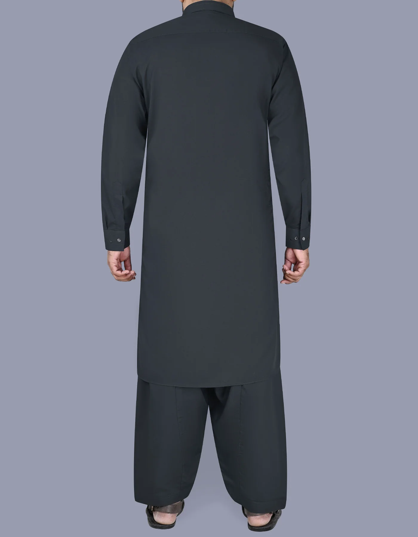Grey Plain Kameez Shalwar - Image 4