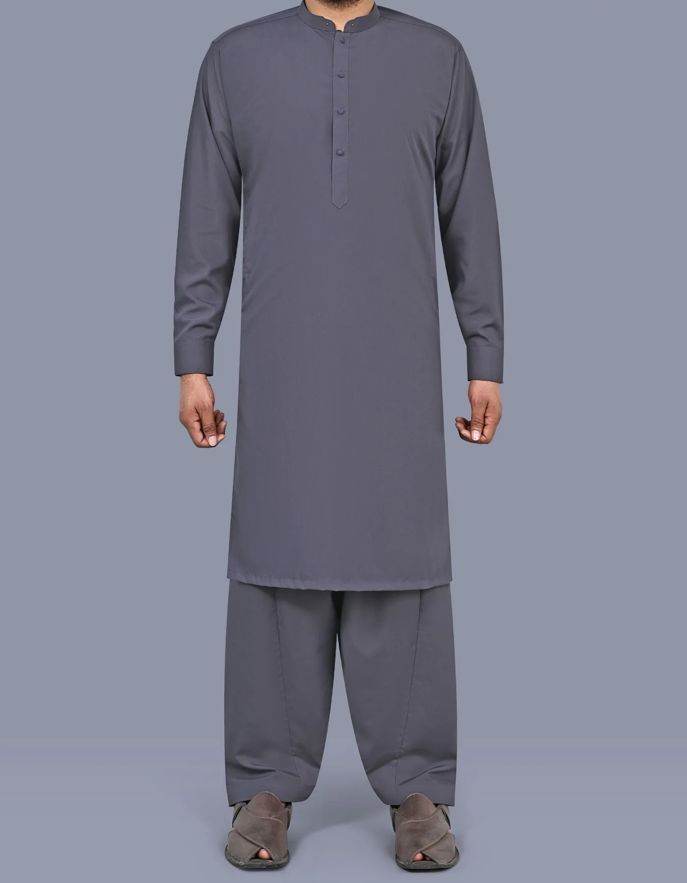 Grey Plain Kameez Shalwar