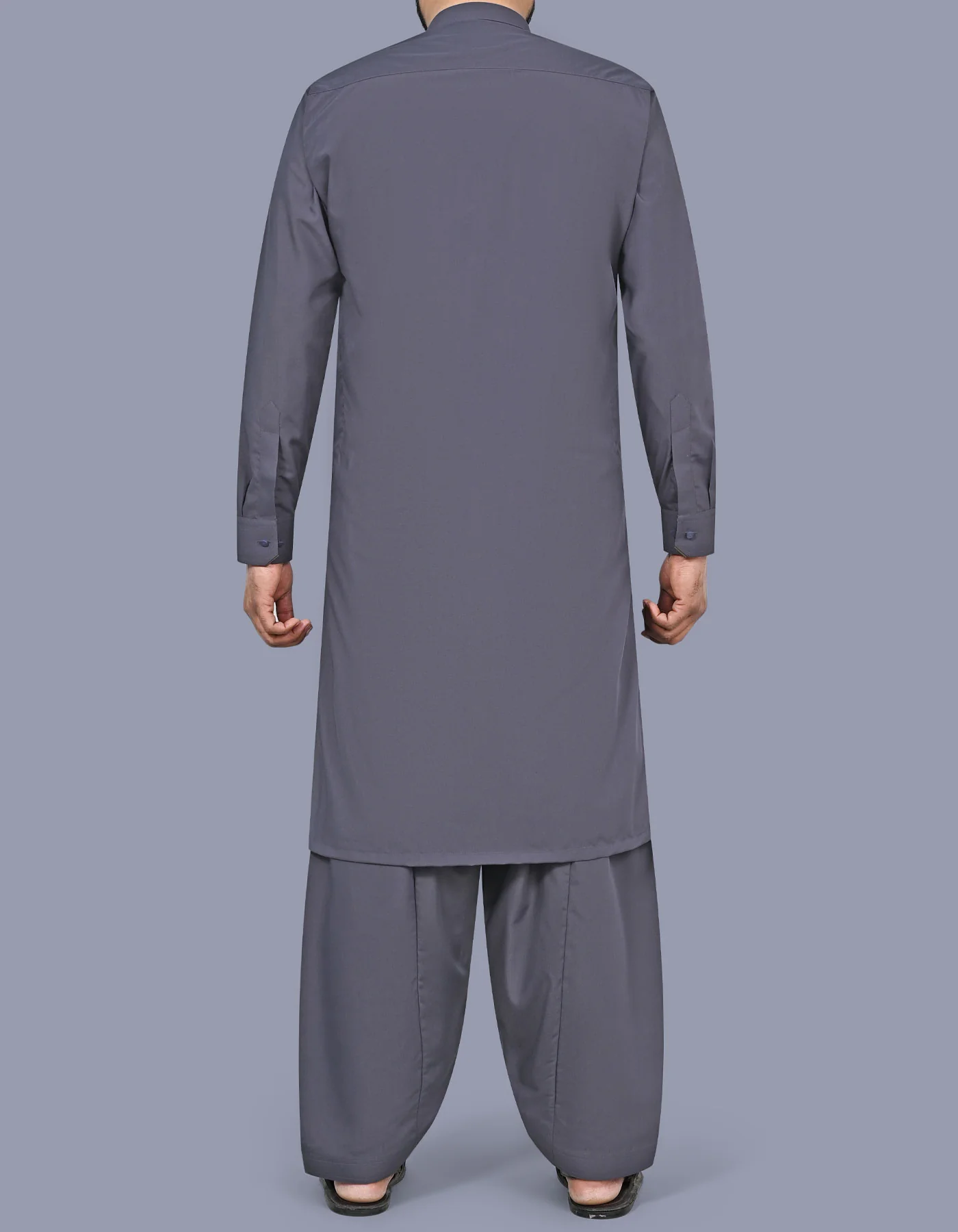 Grey Plain Kameez Shalwar - Image 5