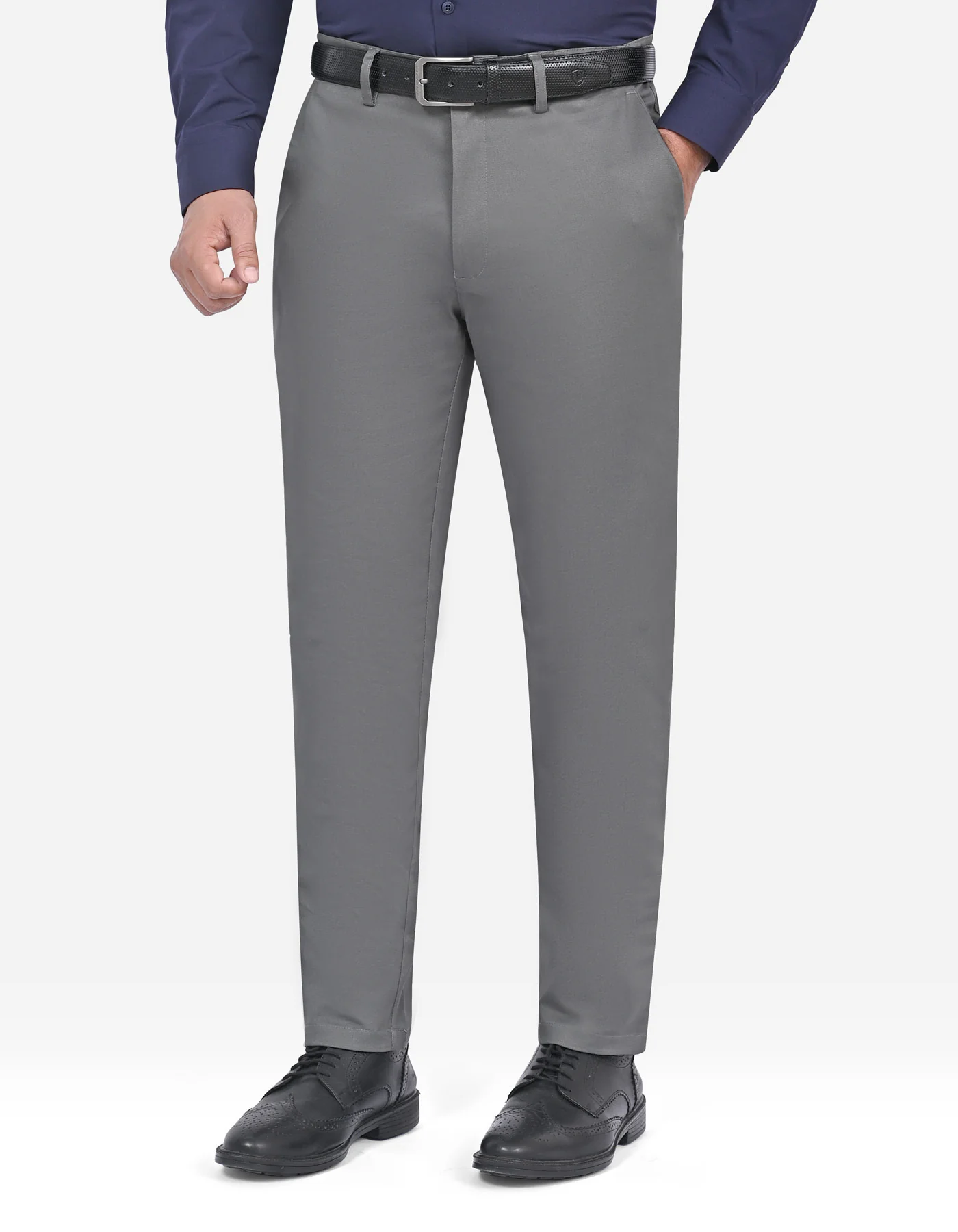 Grey Plain Smart Fit Chino
