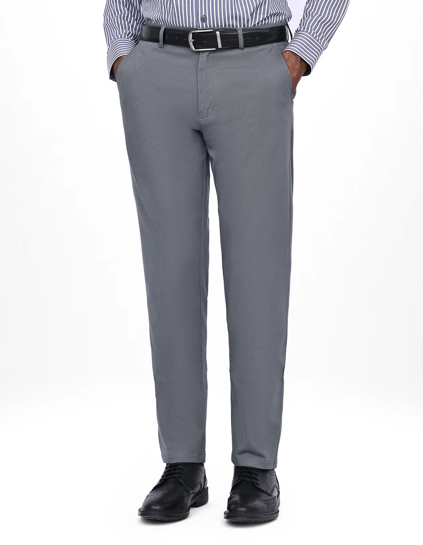 Grey Plain Smart Fit Cotton Trouser