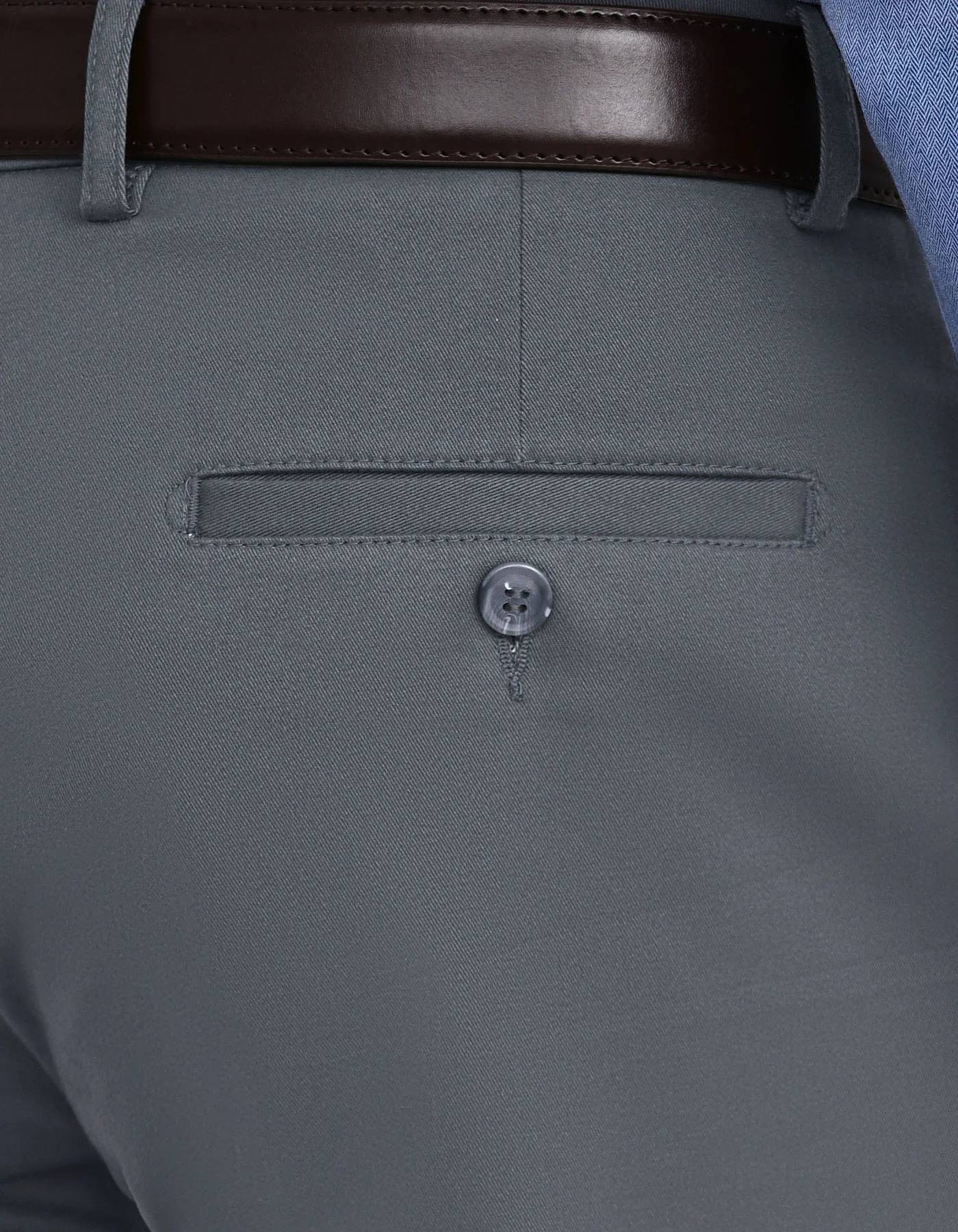Grey Plain Smart Fit Cotton Trouser - Image 4