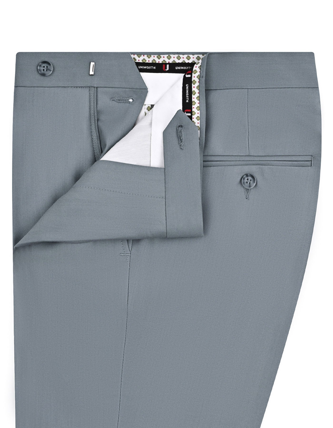 Grey Plain Smart Fit Formal Trouser - Image 2