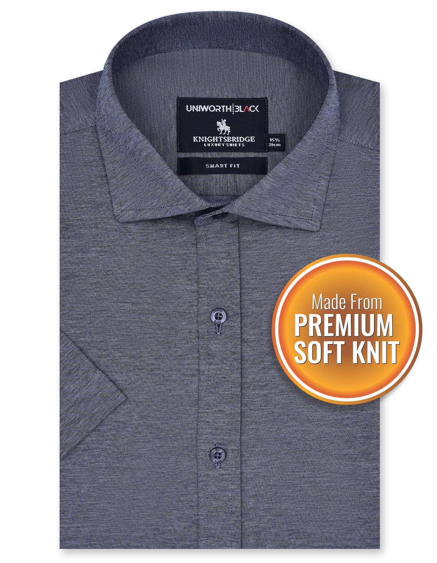 Grey Plain Smart Fit Knit Shirt