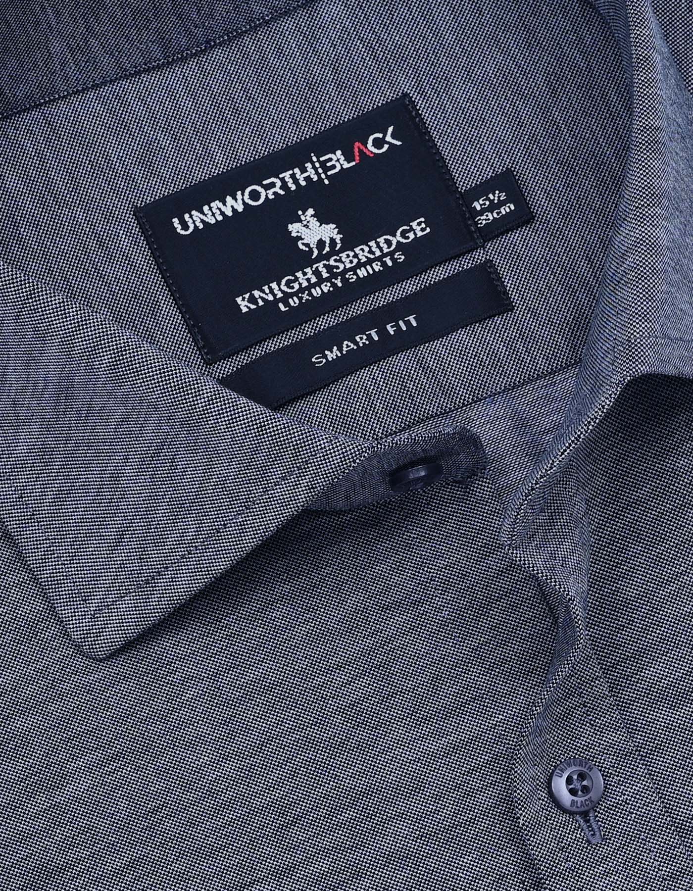 Grey Plain Smart Fit Knit Shirt - Image 2