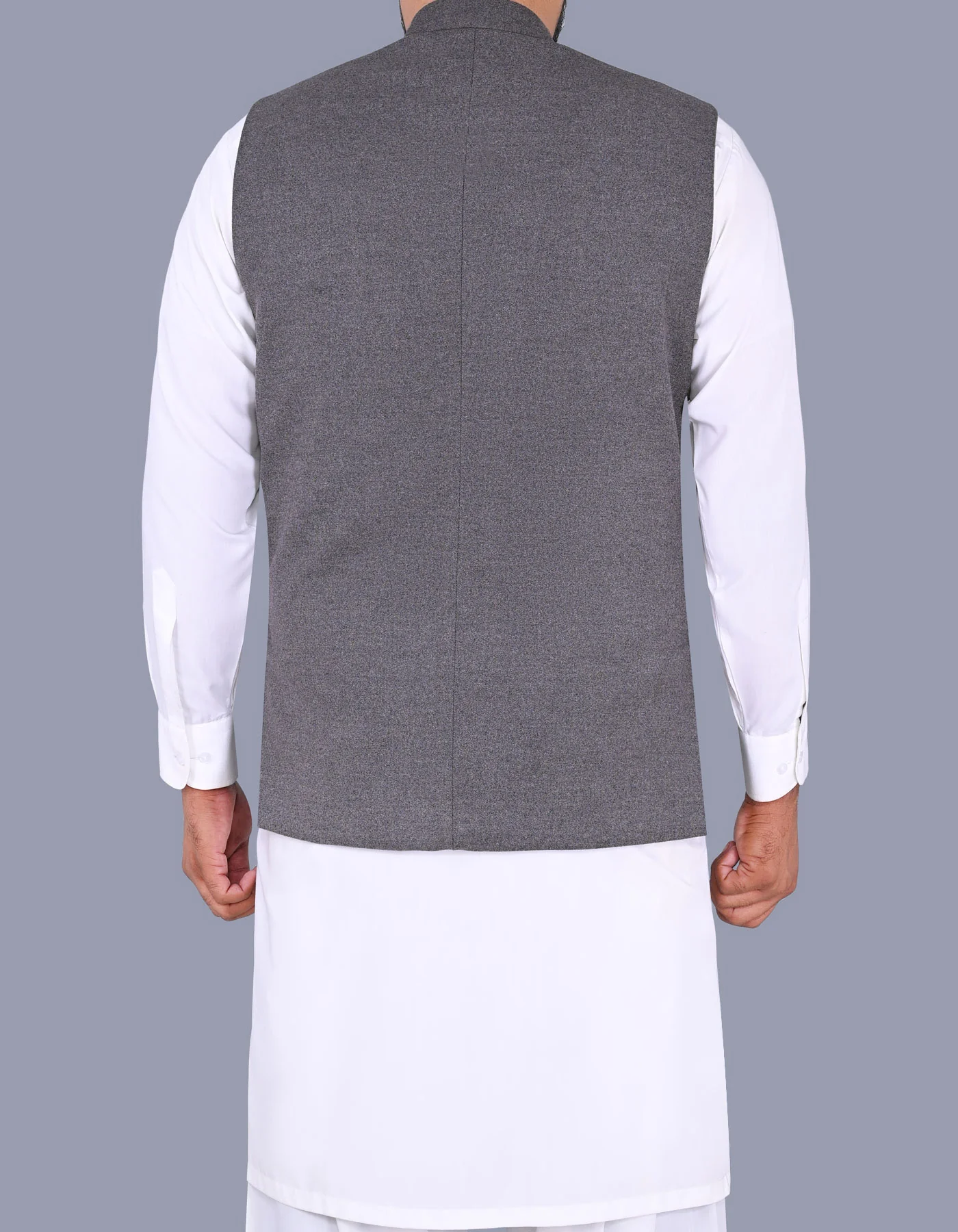 Grey Plain Smart Fit Waist Coat - Image 4