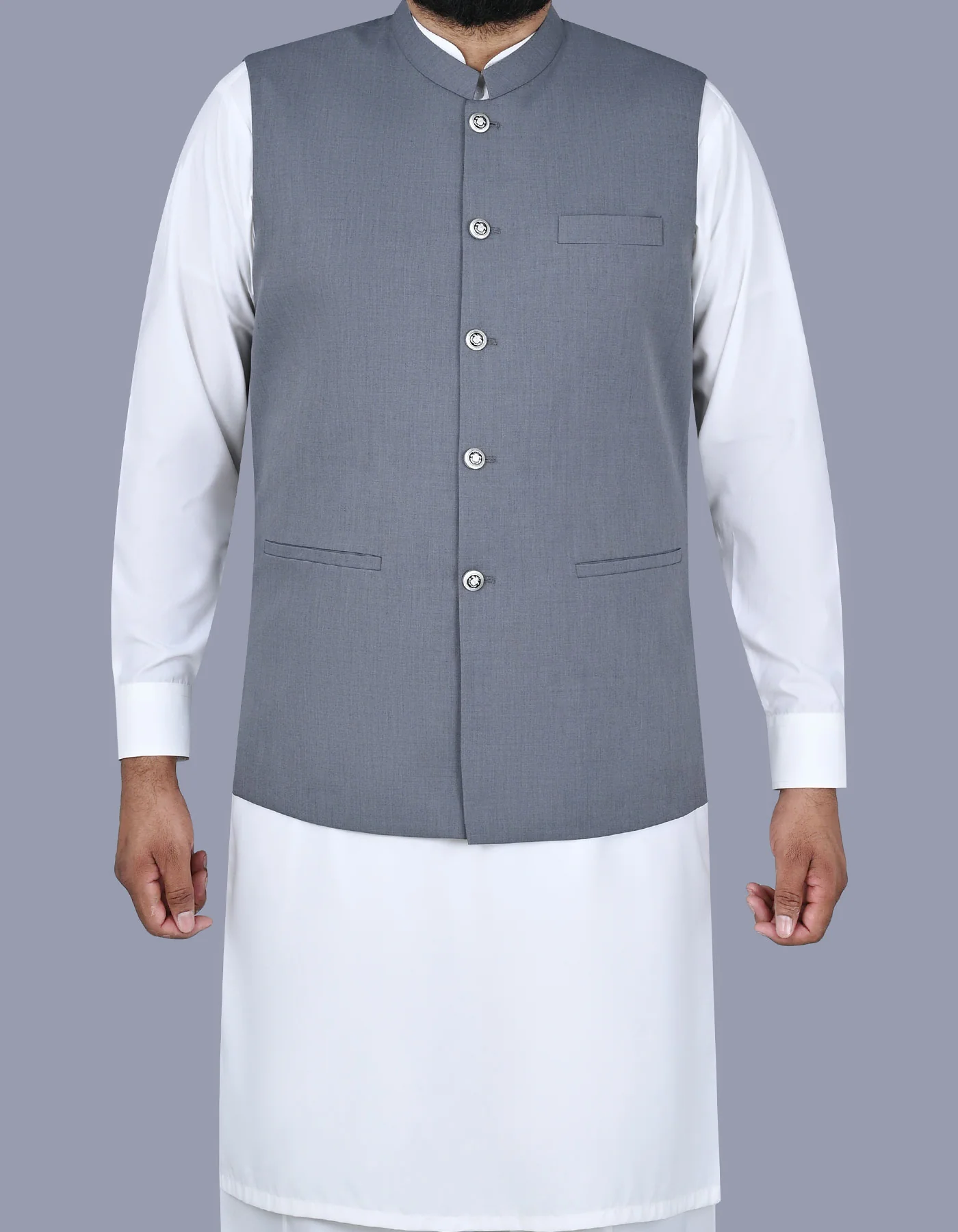Grey Plain Smart Fit Waistcoat