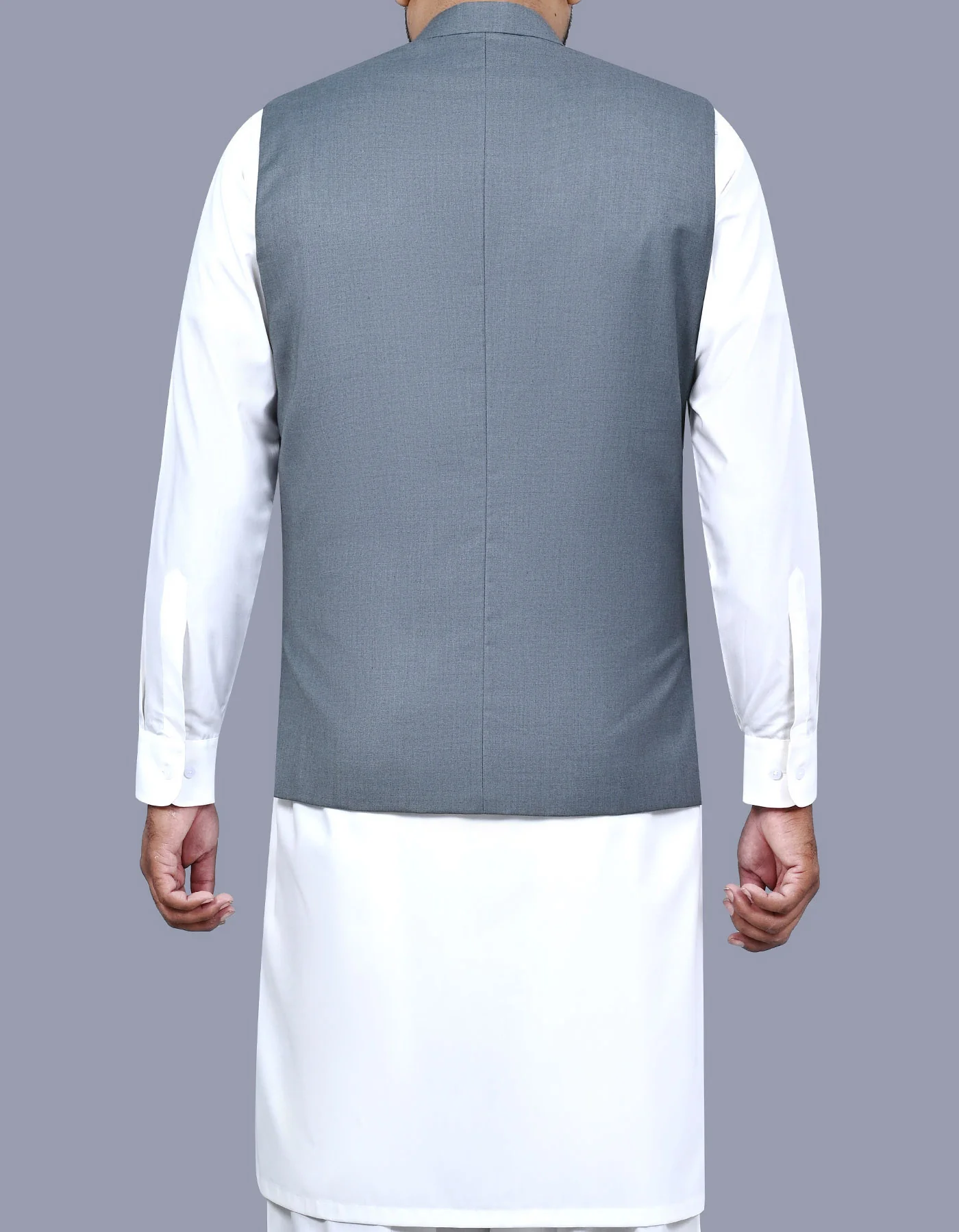 Grey Plain Smart Fit Waistcoat - Image 4