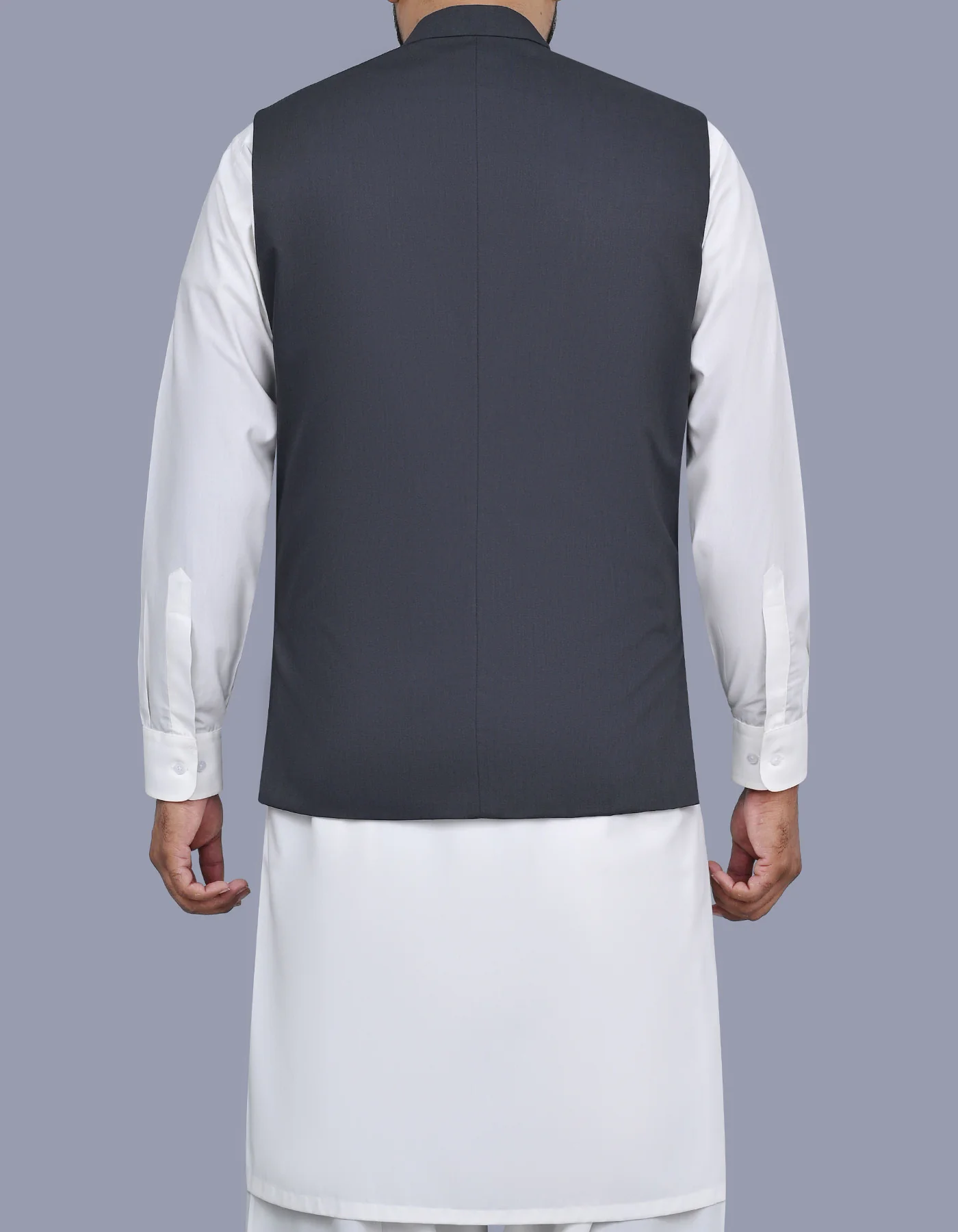 Grey Plain Smart Fit Waistcoat - Image 4