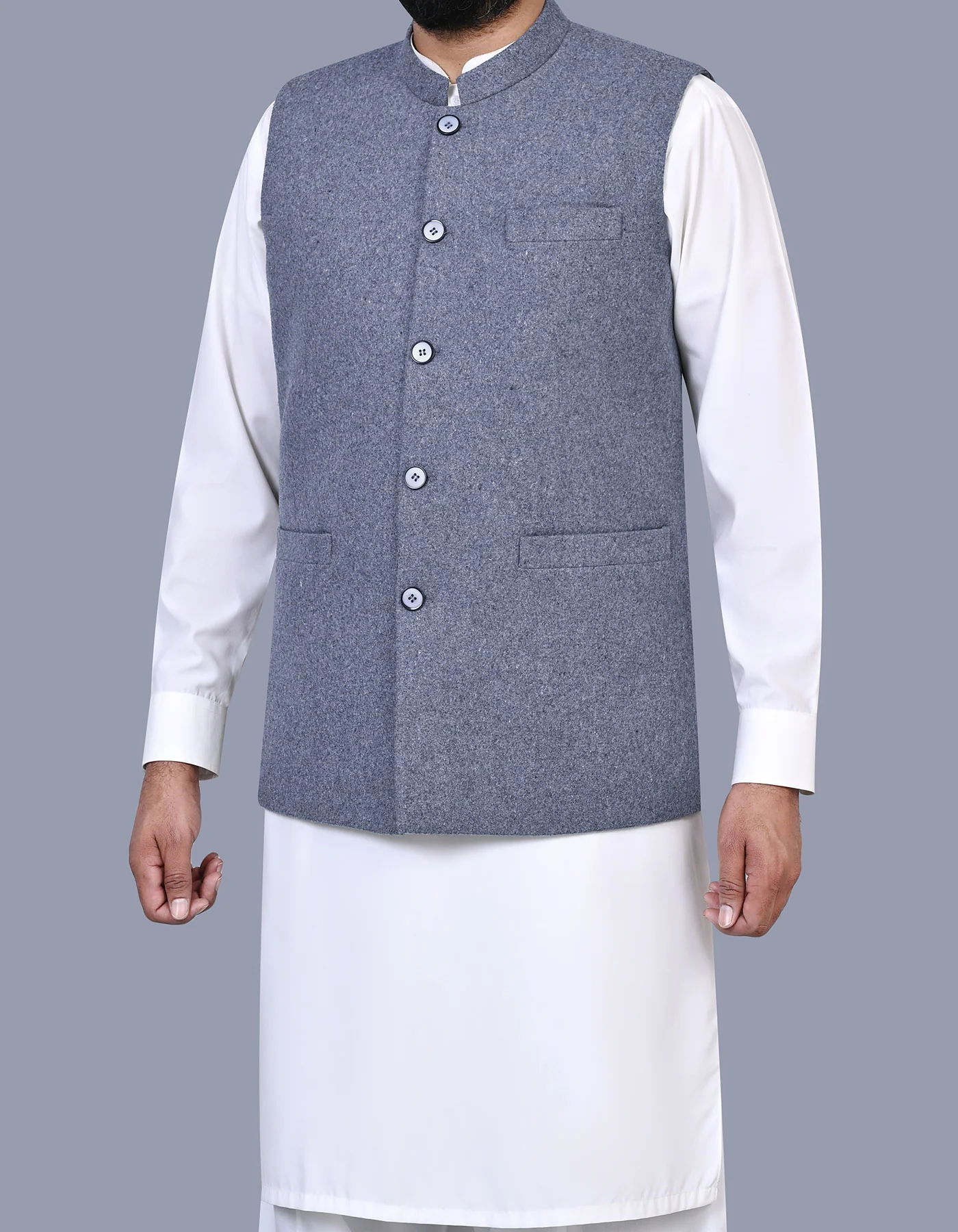 Grey Plain Smart Fit Waistcoat - Image 3