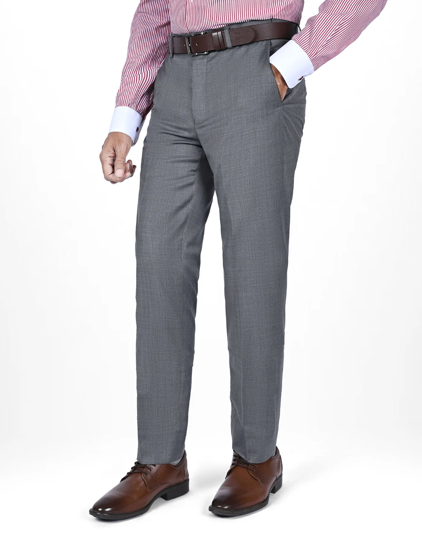 Grey Plain Tailored Smart Fit Formal Trouser
