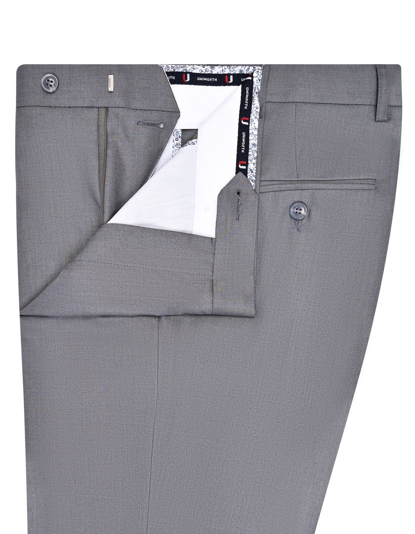 Grey Plain Tailored Smart Fit Formal Trouser - Image 2