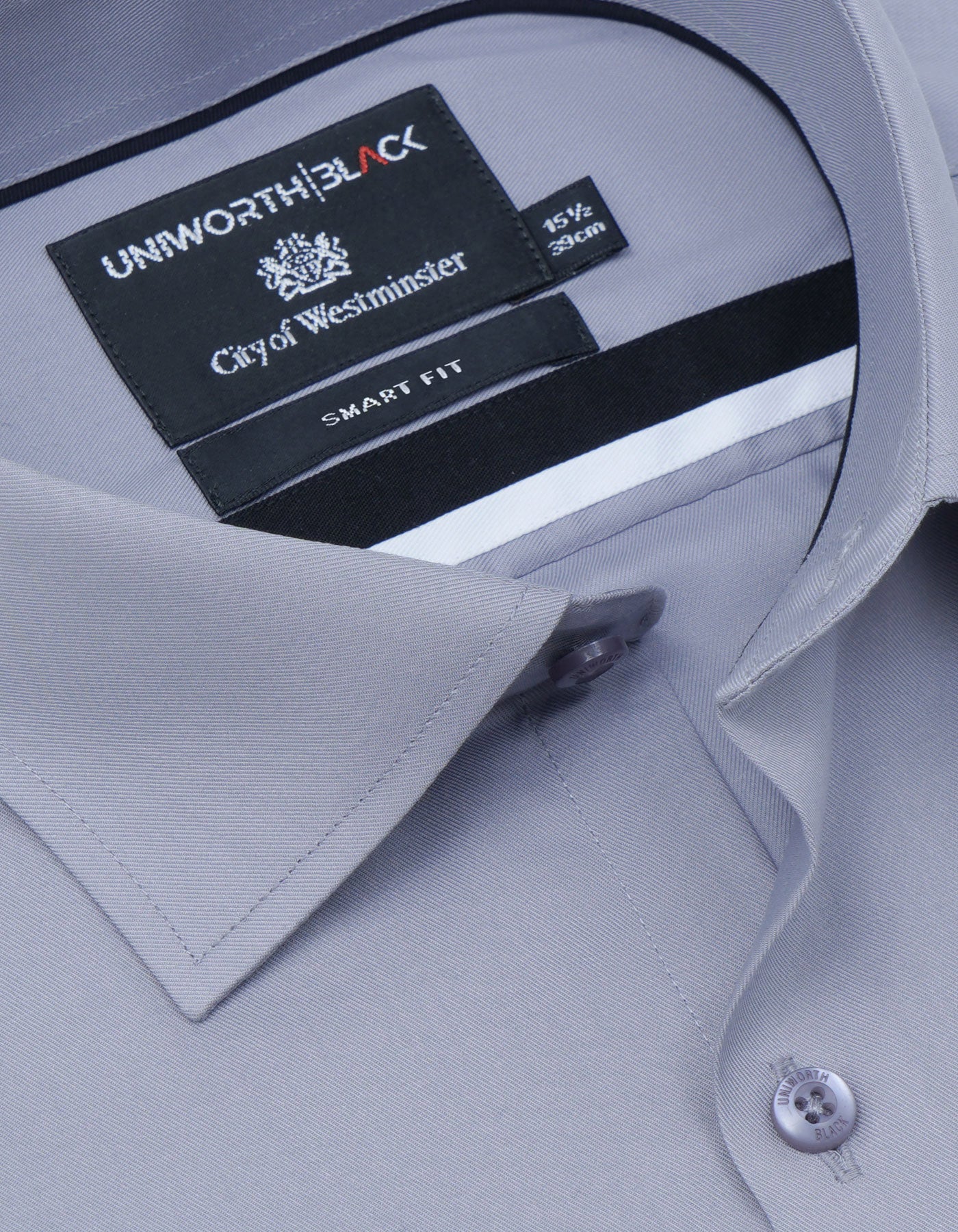 Grey Plain Tailored Smart Fit Shirt - Image 2