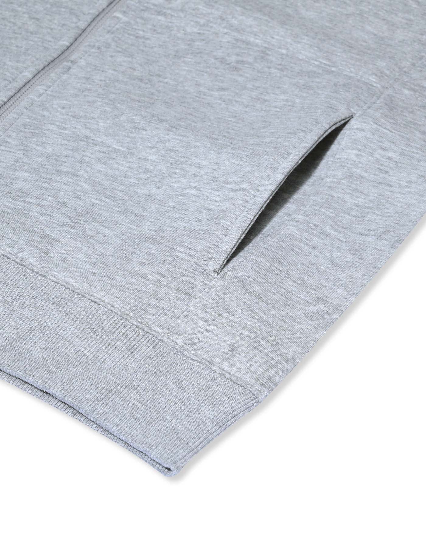 Grey Plain Zipper Hoodie - Image 5