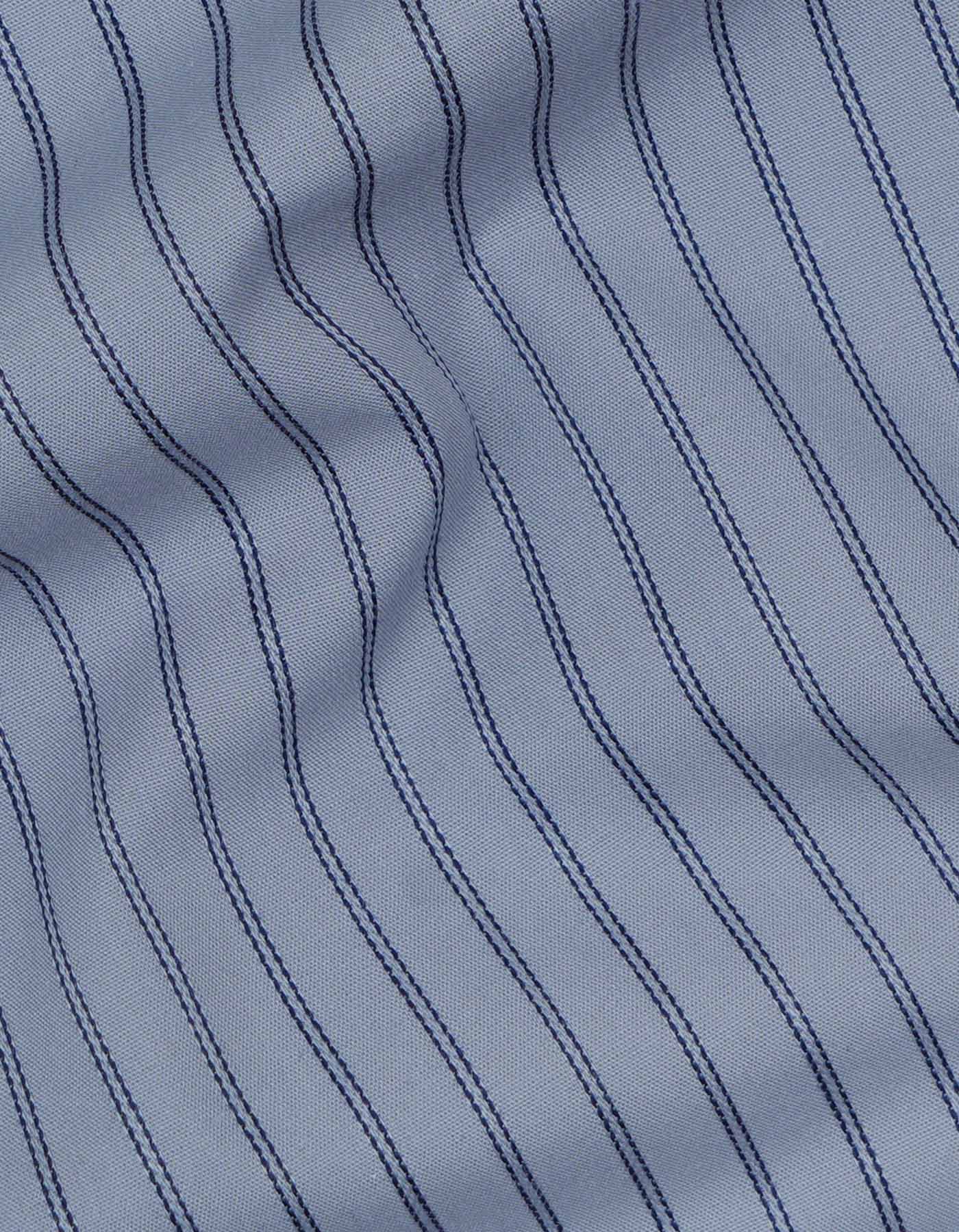 Grey Stripe Tailored Smart Fit Shirt - Image 4