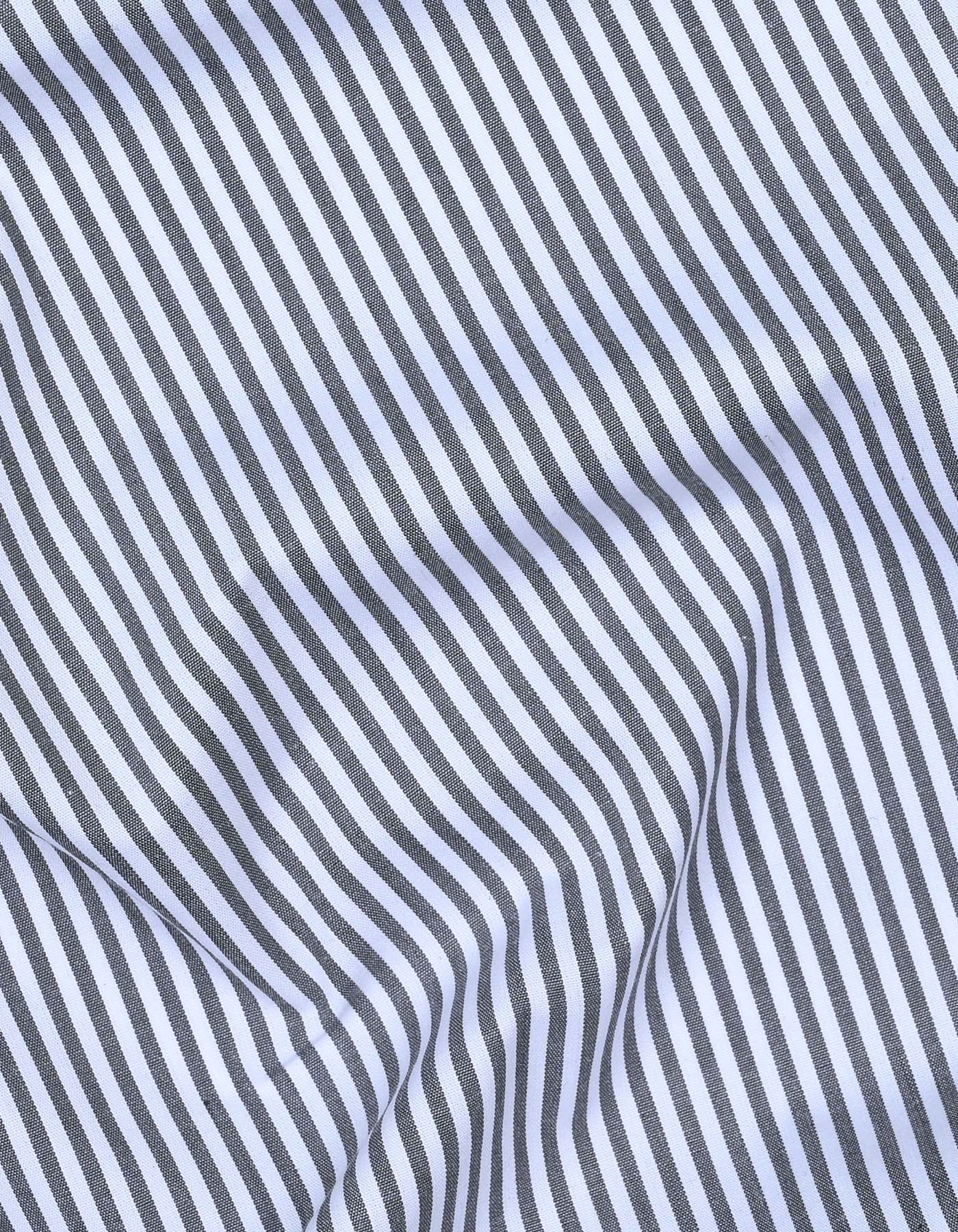 Grey Stripe Tailored Smart Fit Shirt - Image 4