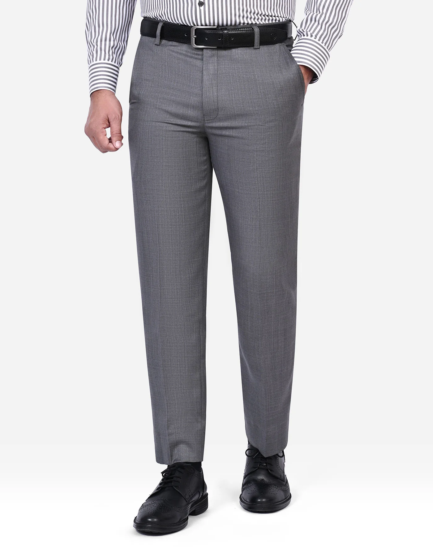 Grey Texture Classic Fit Formal Trouser