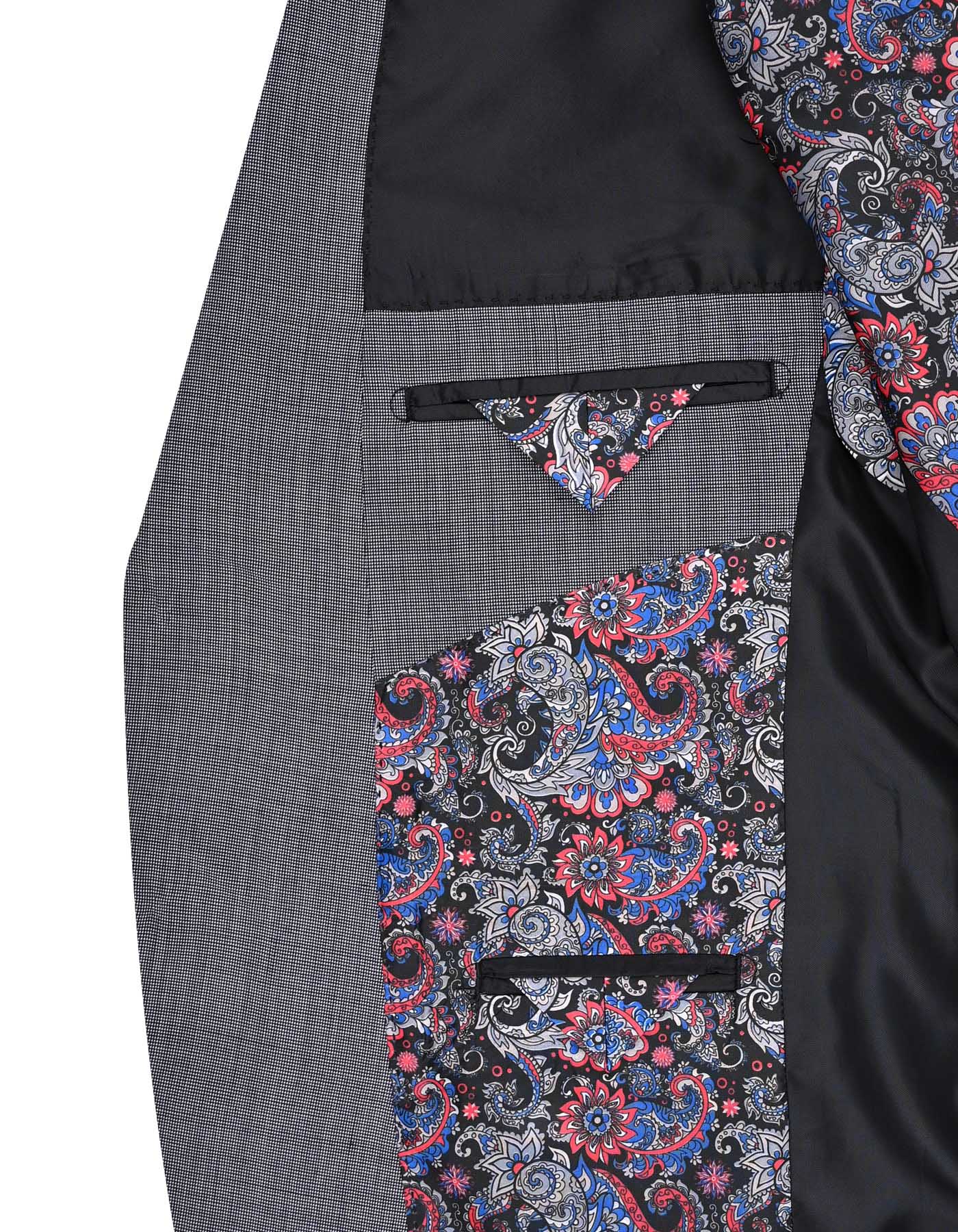 Grey Texture Classic Fit Suit - Image 6