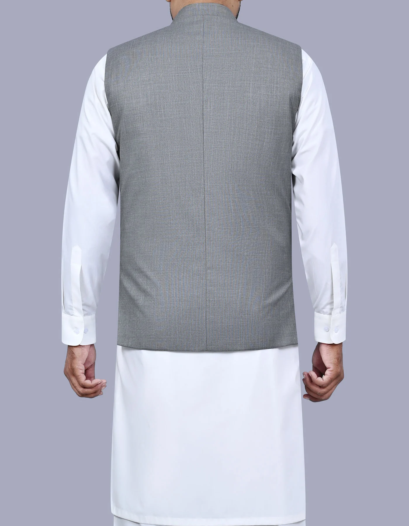 Grey Texture Smart Fit Waistcoat - Image 4