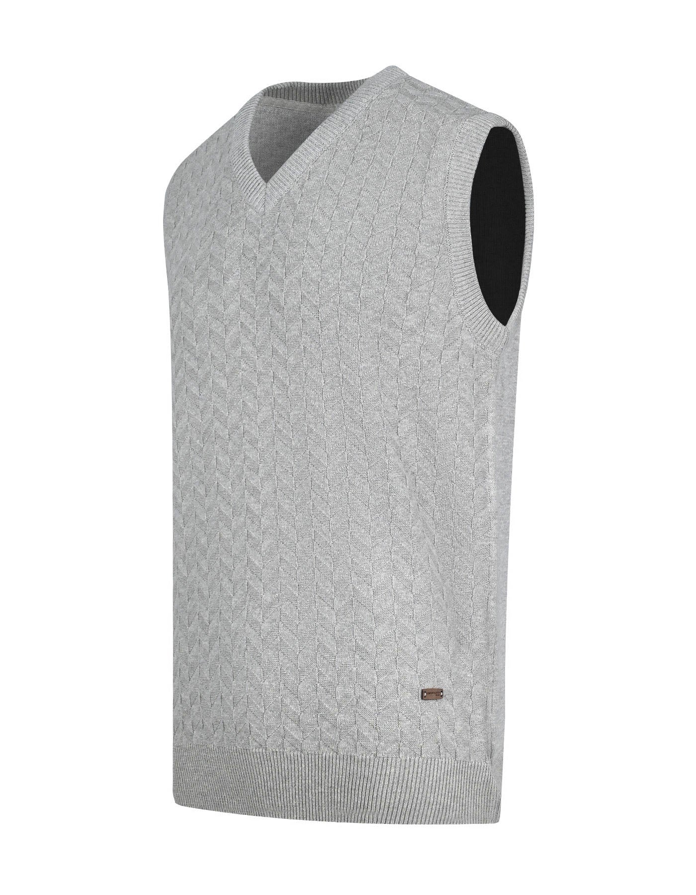 Grey V-Neck Sleeveless Sweater