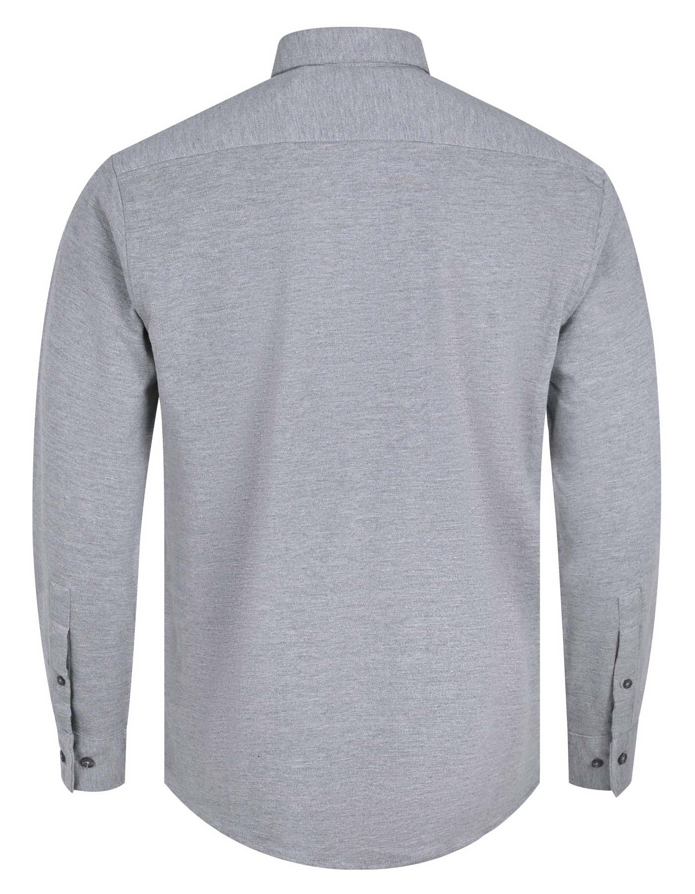 Heather Grey Knit Regular Fit Casual Shirt - Image 5