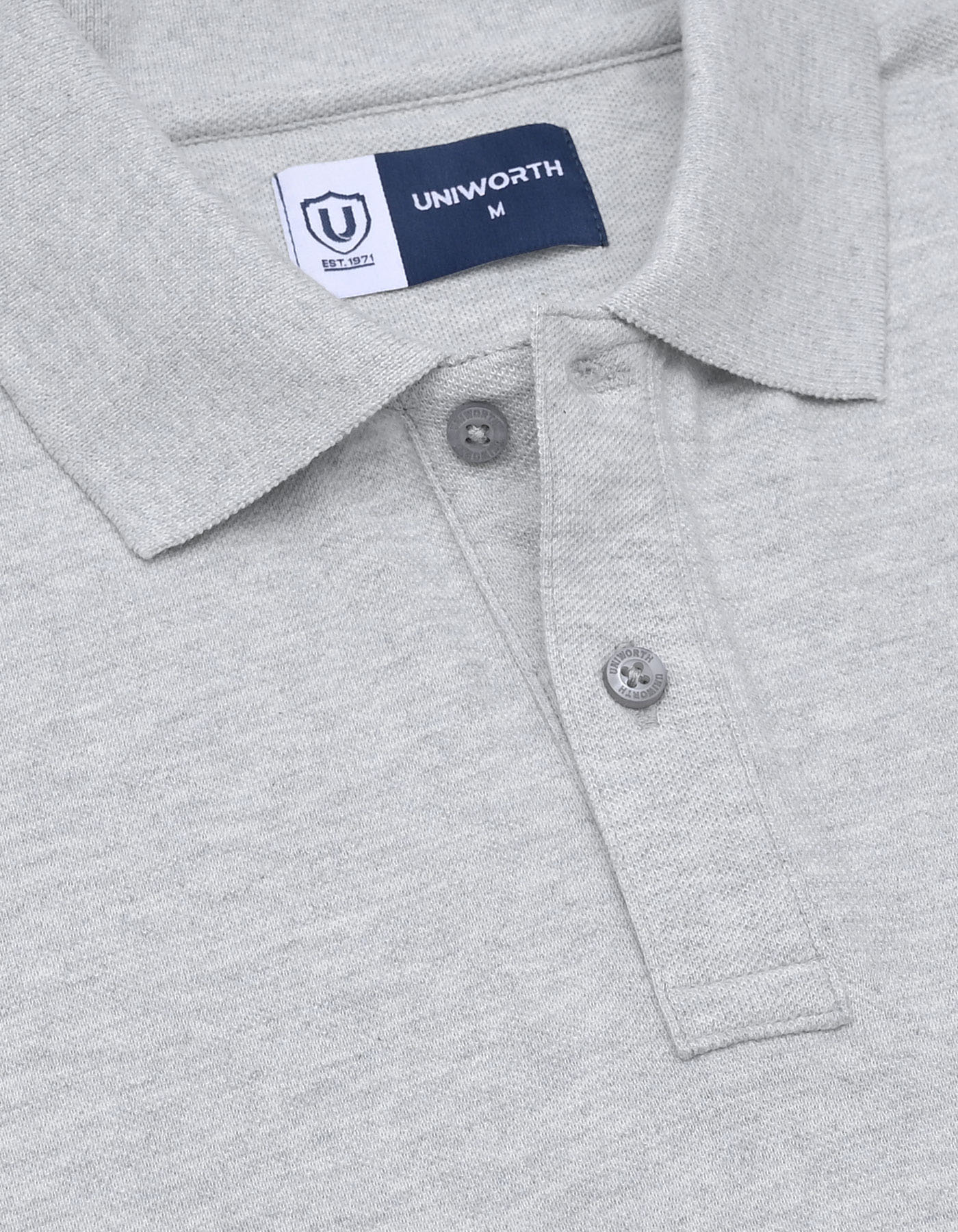 Heather Grey Plain Pique Polo Shirt - Image 3