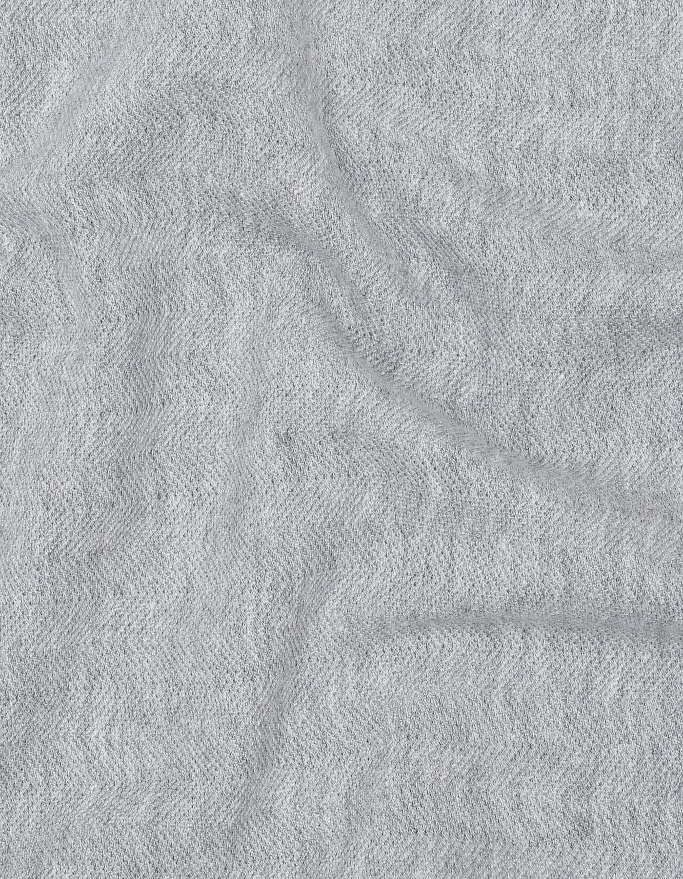 Heather Grey Texture Herring Bone Polo Shirt - Image 6