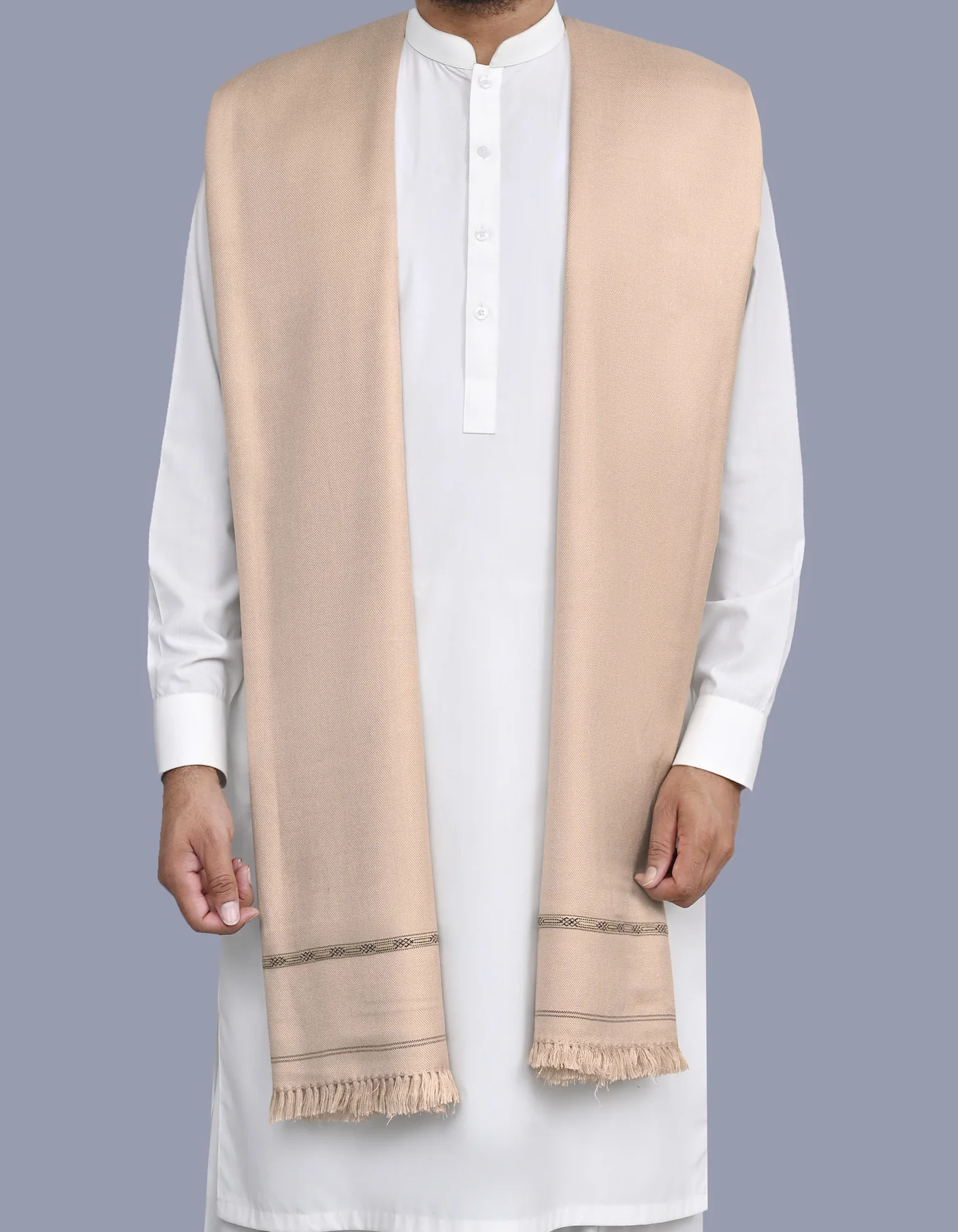 Ivory Plain 100% Acrylic Men Shawl - Image 2