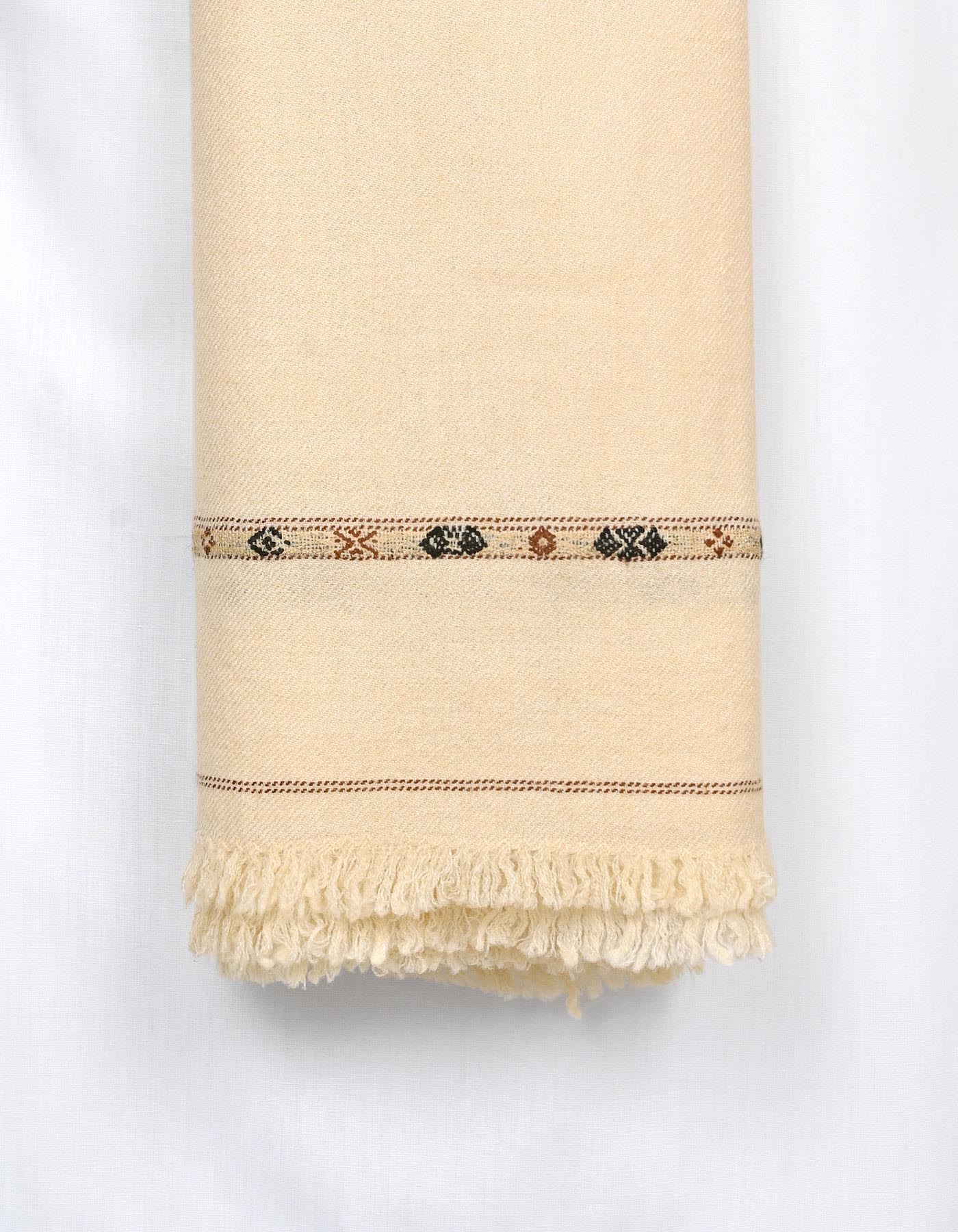 Ivory Plain Cotton Blend Men Shawl - Image 3